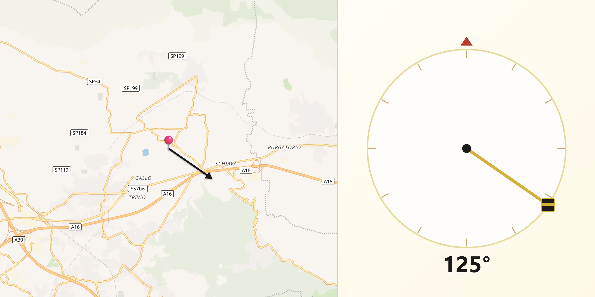 Direzione della Qibla da Comiziano