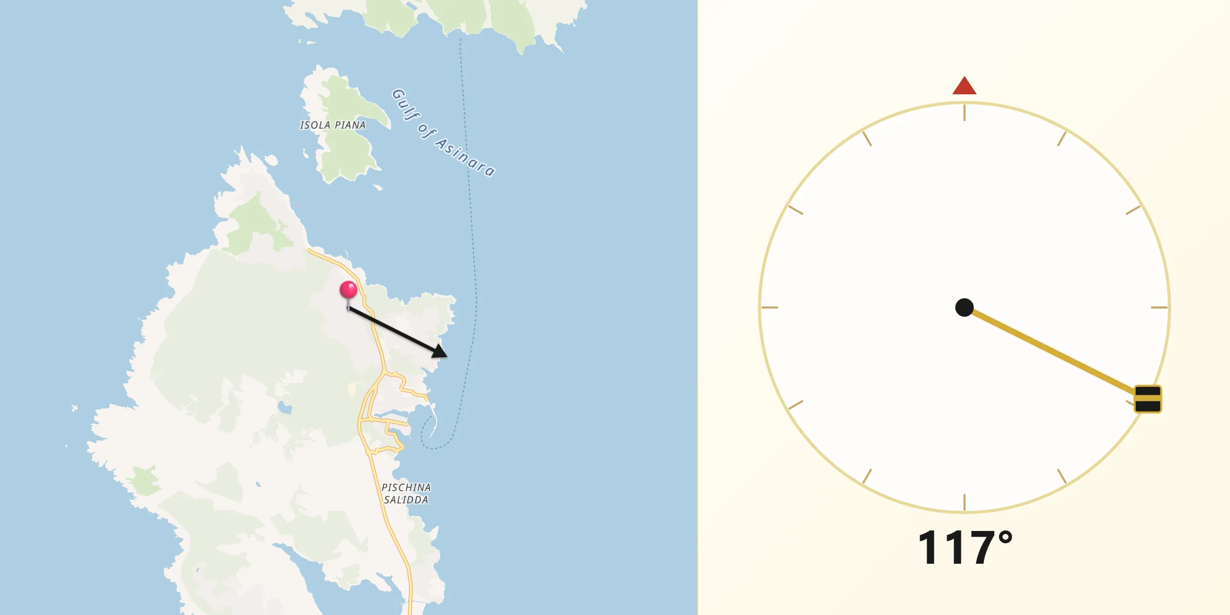 Direzione della Qibla da Stintino