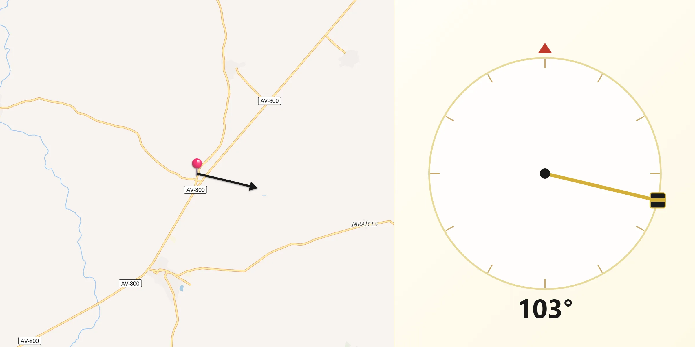 Dirección de la Qibla desde Cantiveros