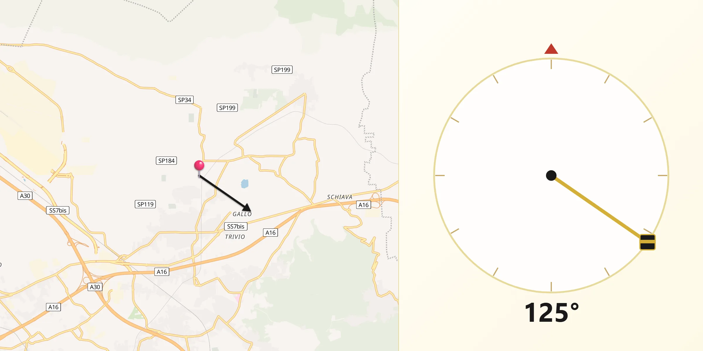Direzione della Qibla da Camposano