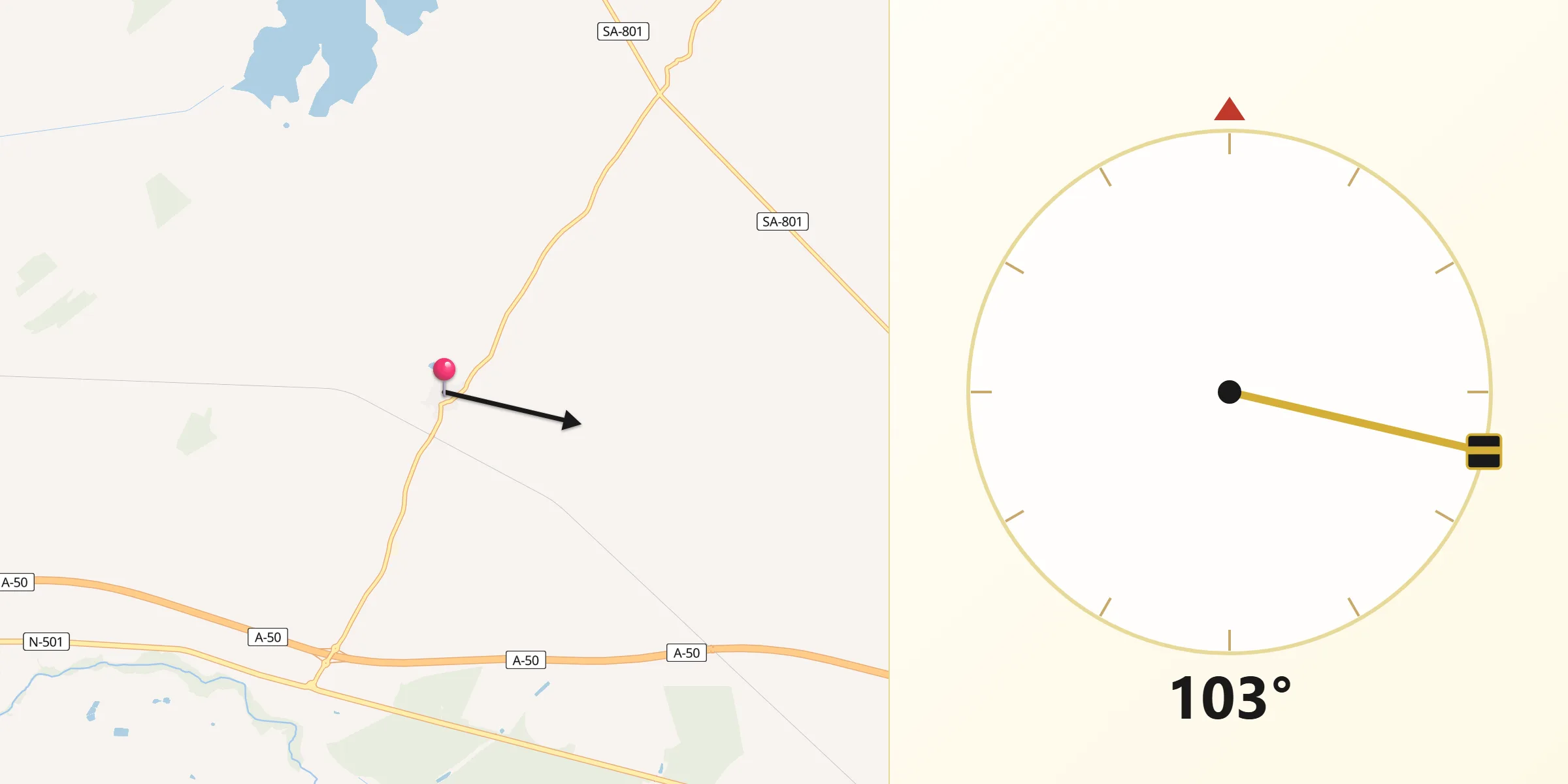 Dirección de la Qibla desde Villar de Gallimazo