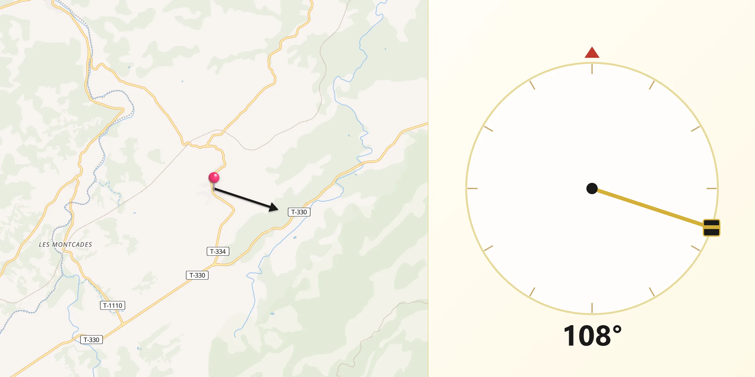 Dirección de la Qibla desde Horta de Sant Joan