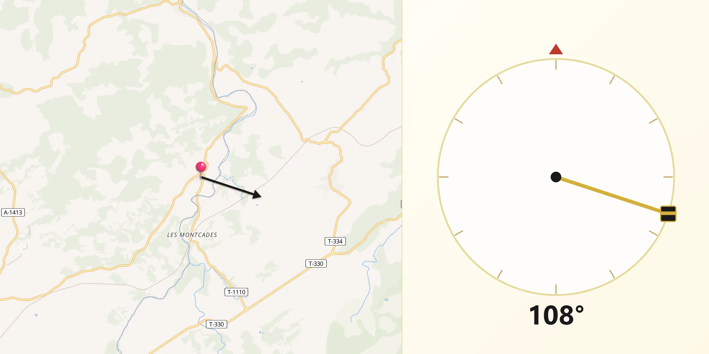 Dirección de la Qibla desde Lledó