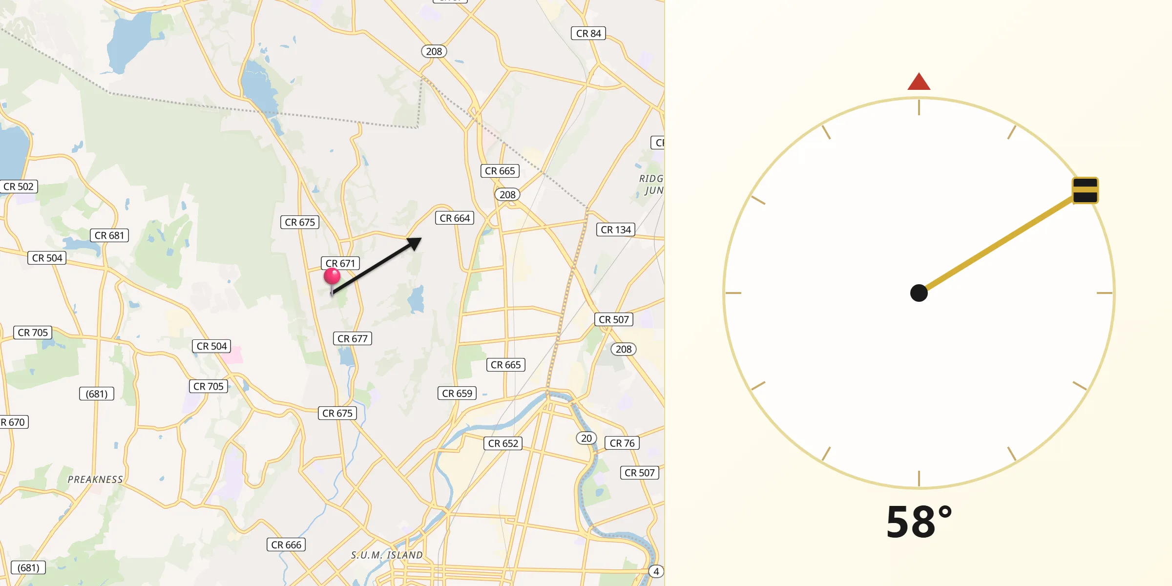 Qibla Direction from North Haledon