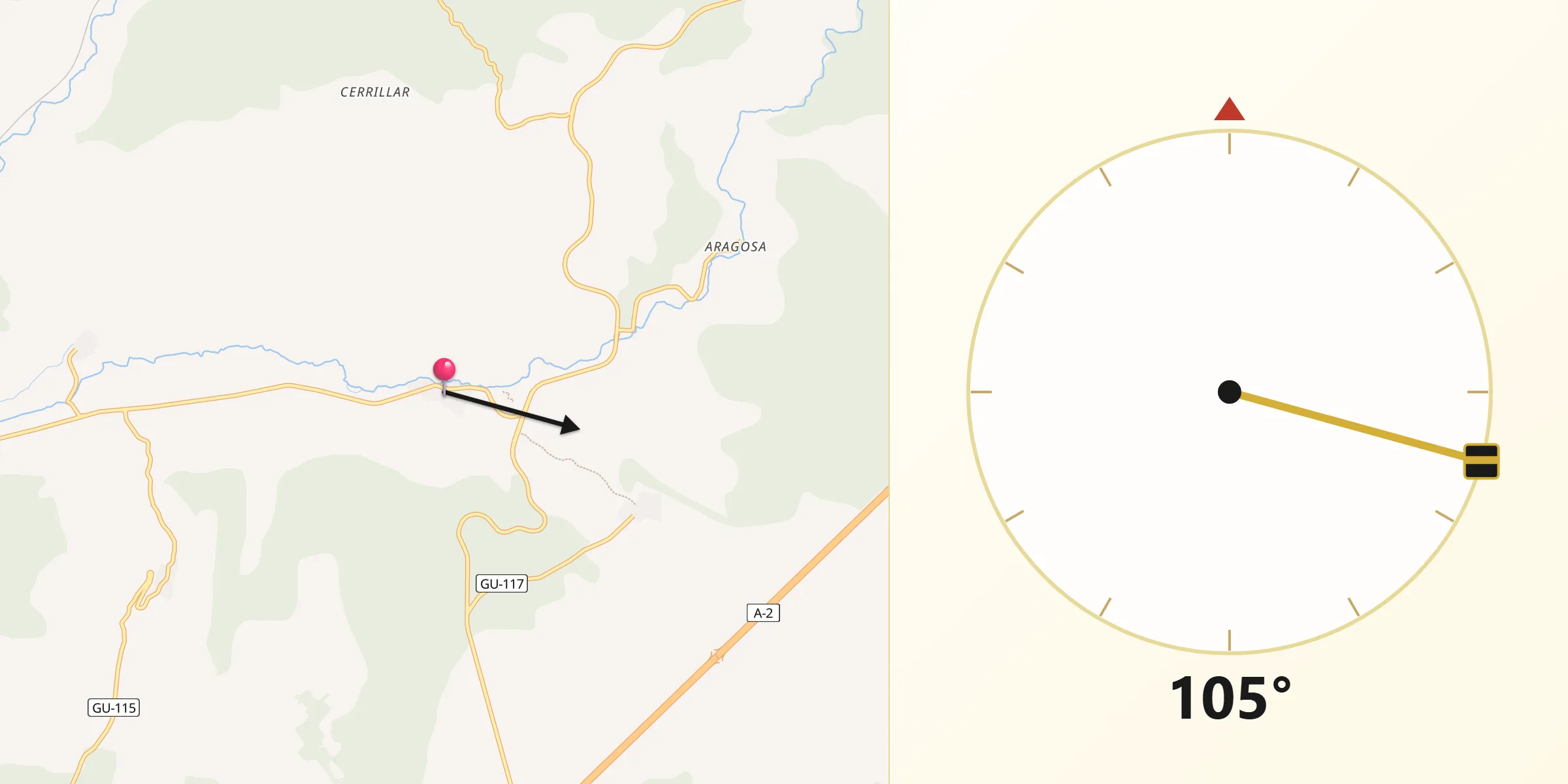 Dirección de la Qibla desde Mandayona