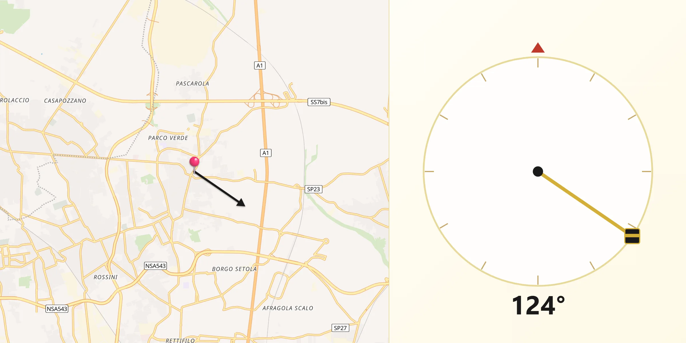 Direzione della Qibla da Caivano