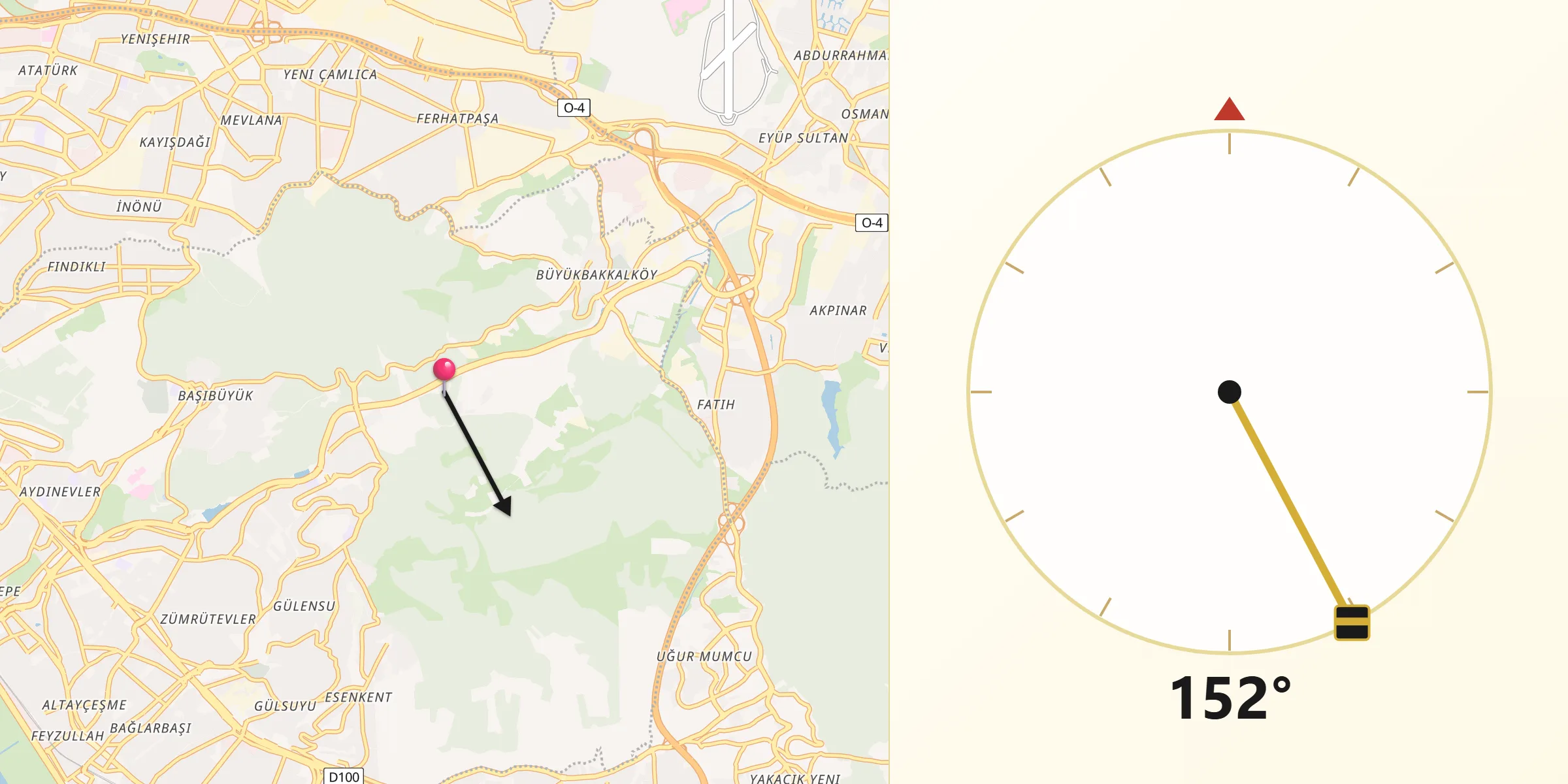 Kierunek Qibla z Maltepe