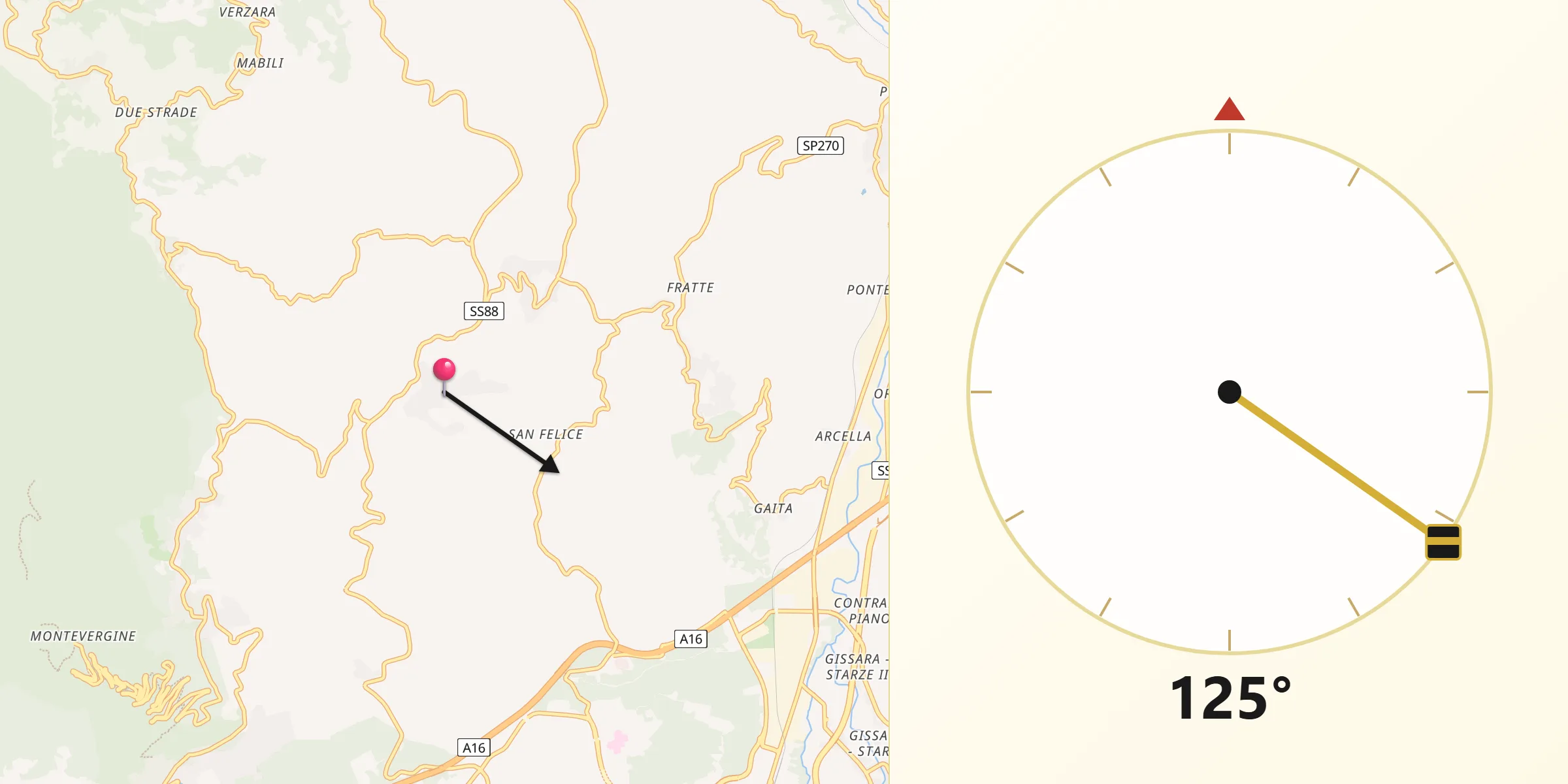 Direzione della Qibla da Capriglia Irpina