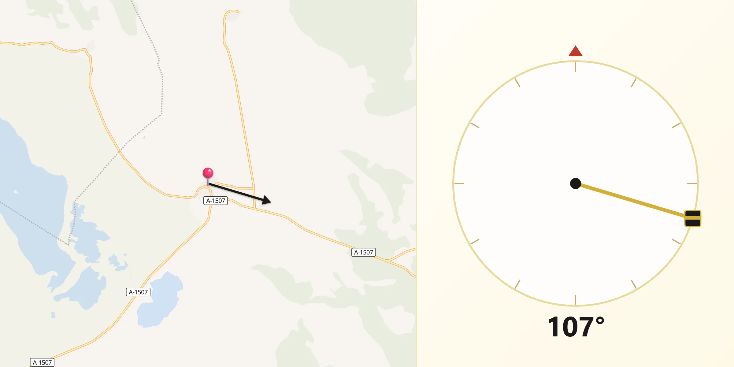 Dirección de la Qibla desde Tornos
