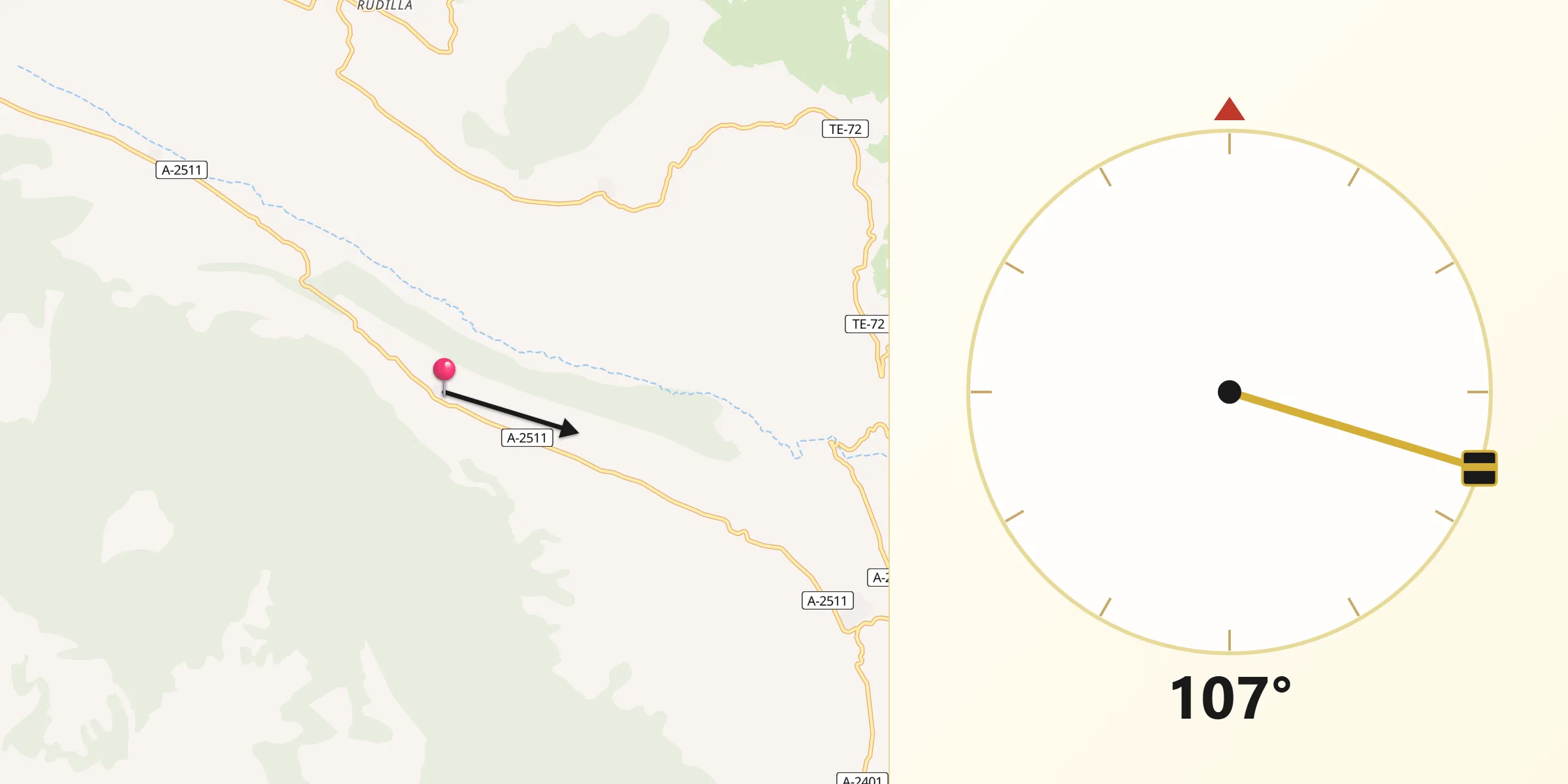 Dirección de la Qibla desde Salcedillo