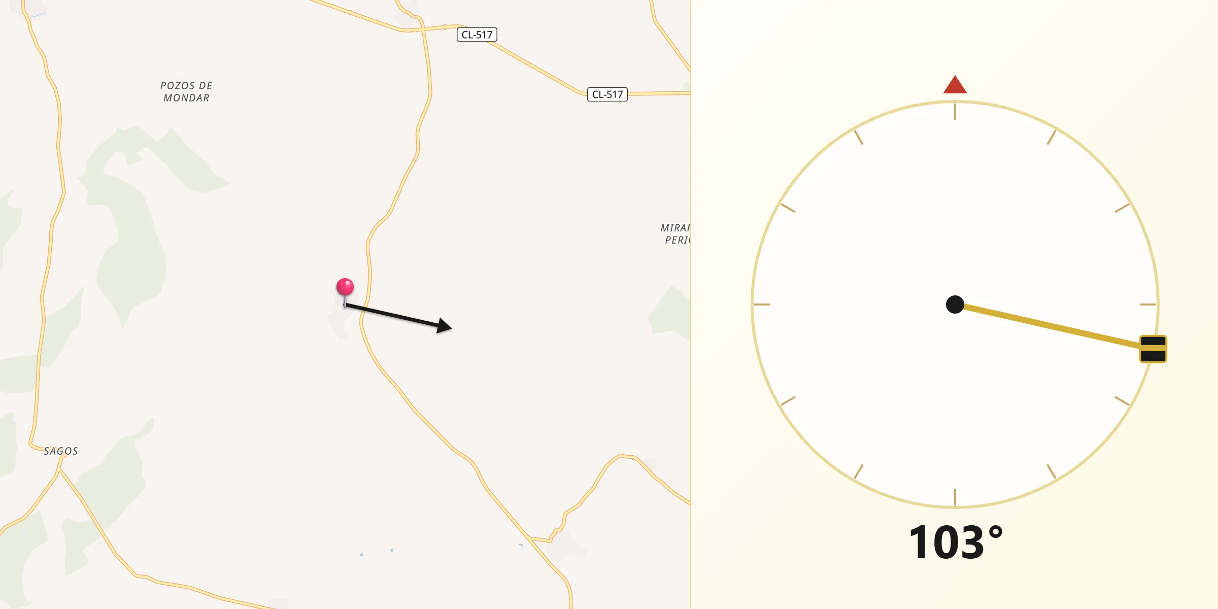Dirección de la Qibla desde Rollán