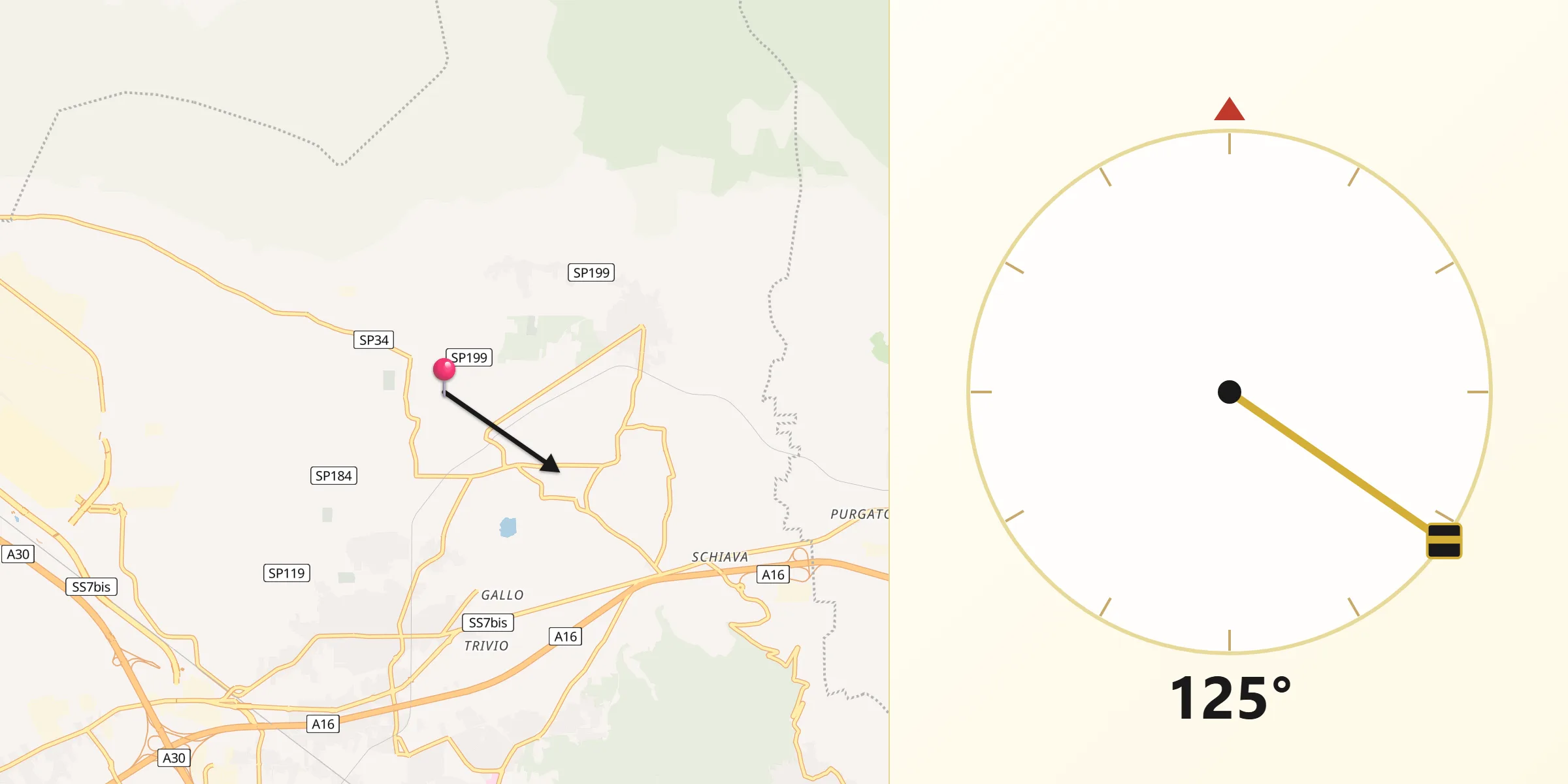 Direzione della Qibla da Cicciano