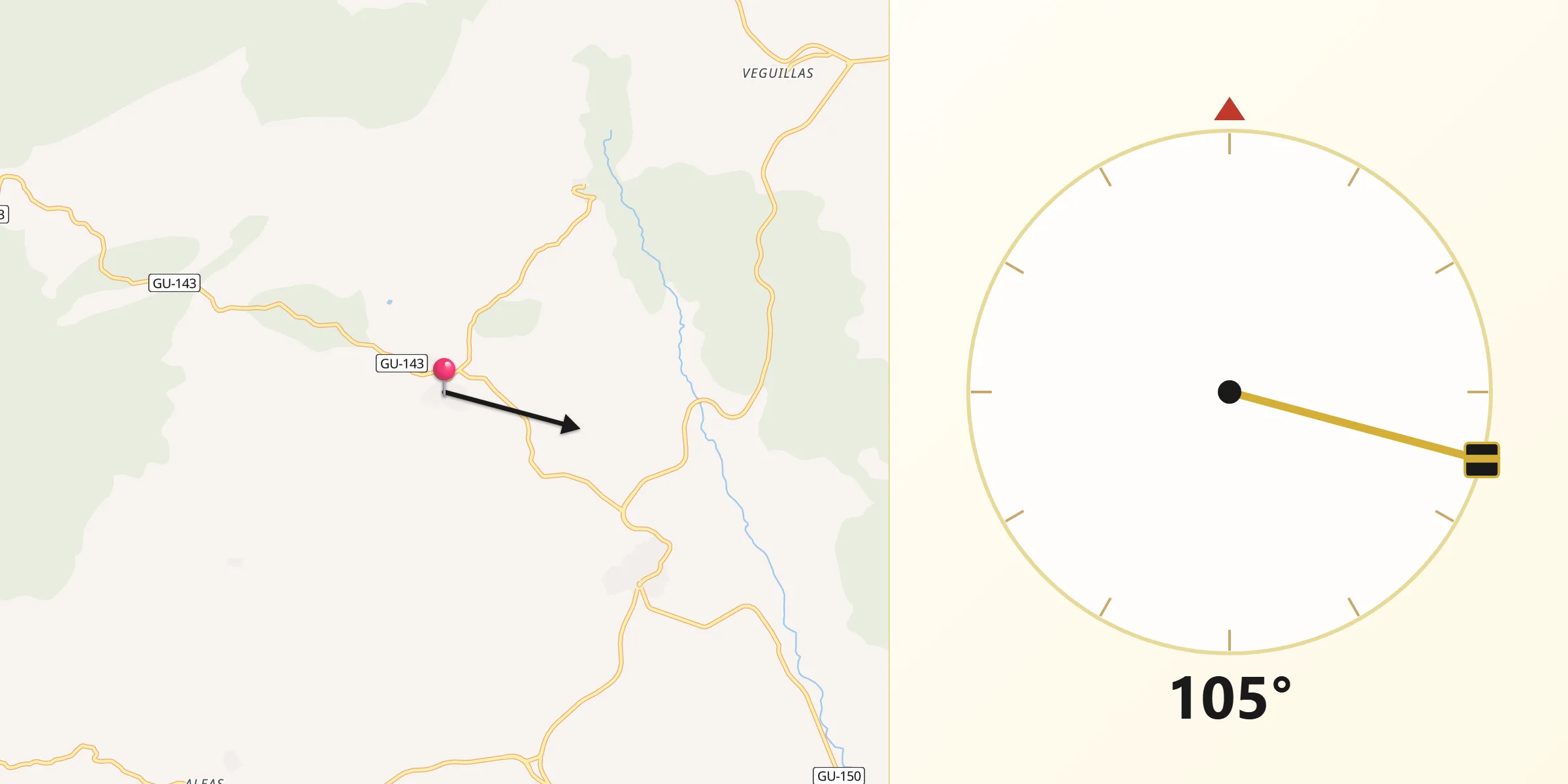 Dirección de la Qibla desde Arbancón