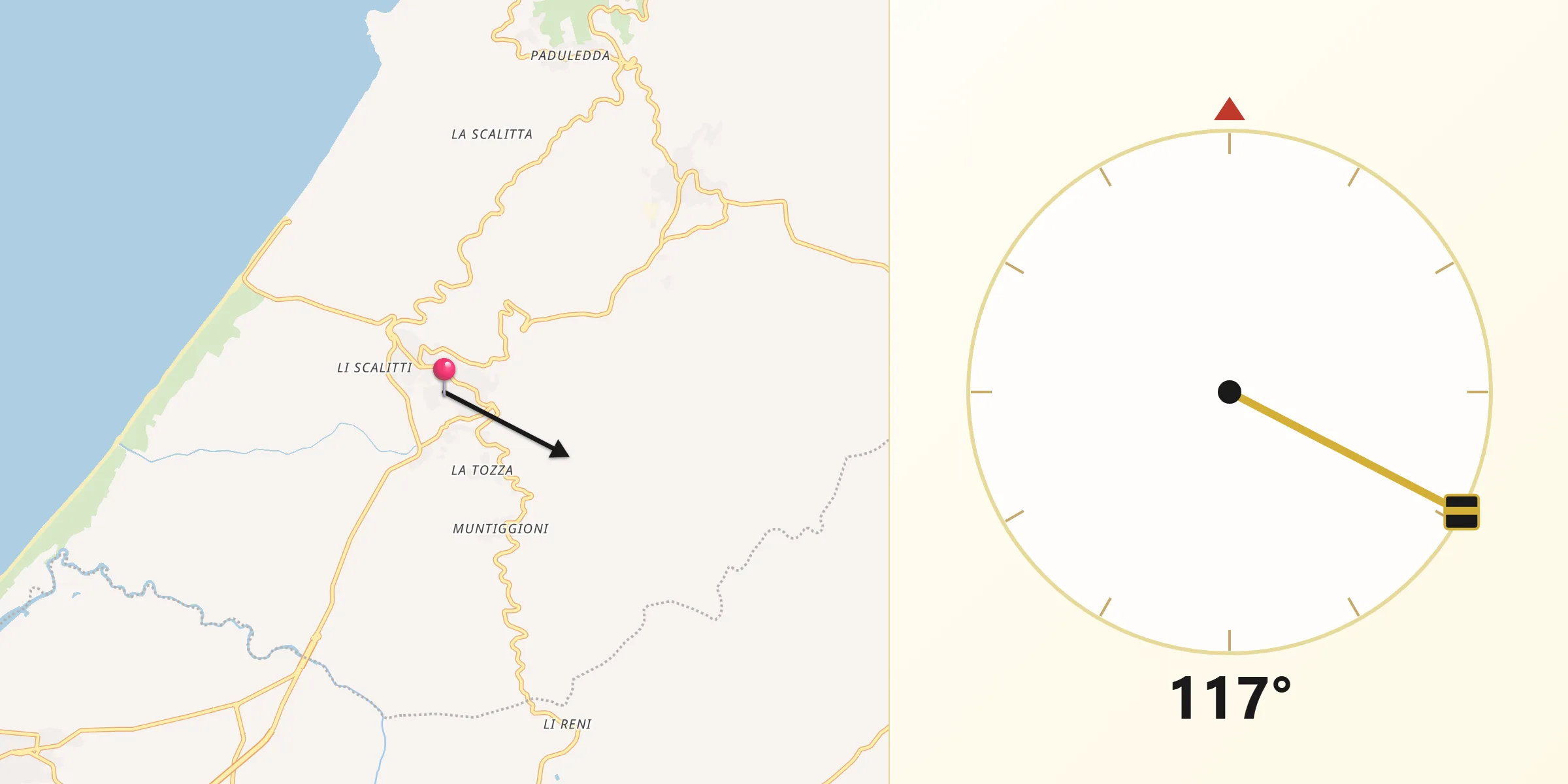 Direzione della Qibla da Badesi