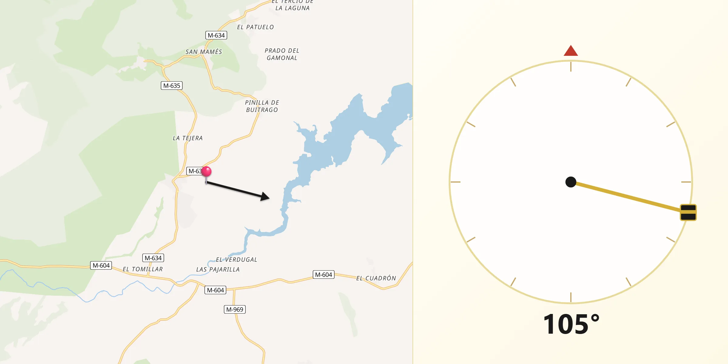Dirección de la Qibla desde Gargantilla del Lozoya y Pinilla de Buitrago
