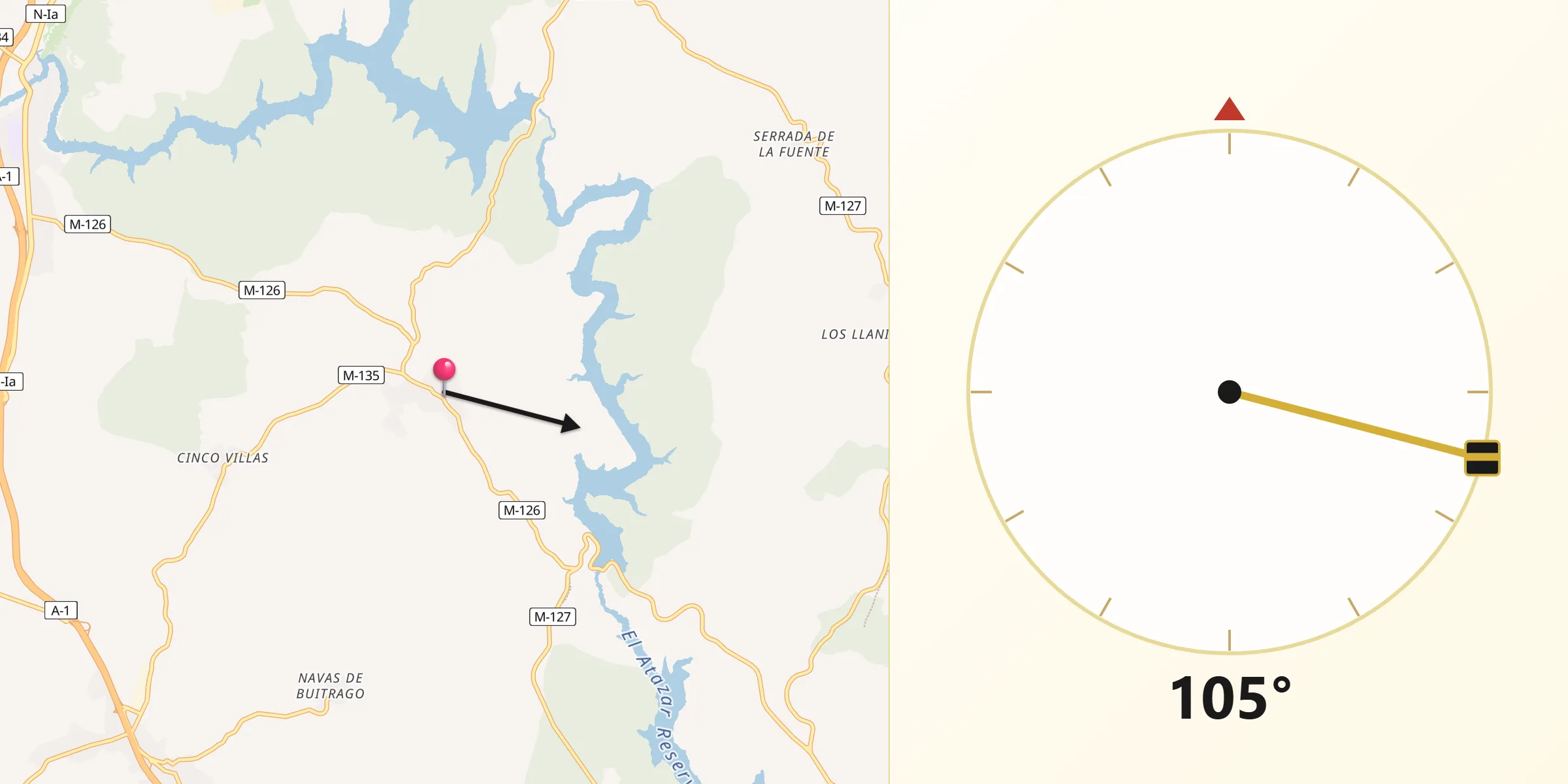 Dirección de la Qibla desde Puentes Viejas