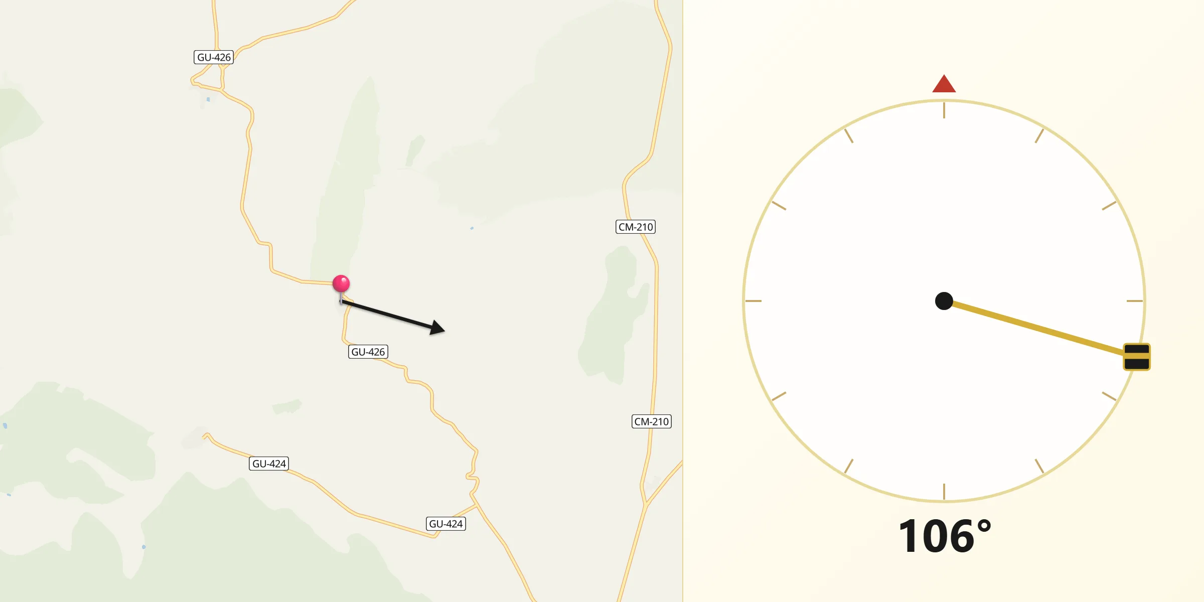 Dirección de la Qibla desde Torrubia