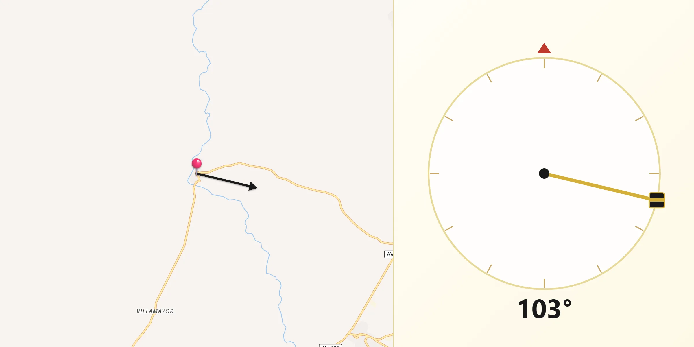 Dirección de la Qibla desde Cisla
