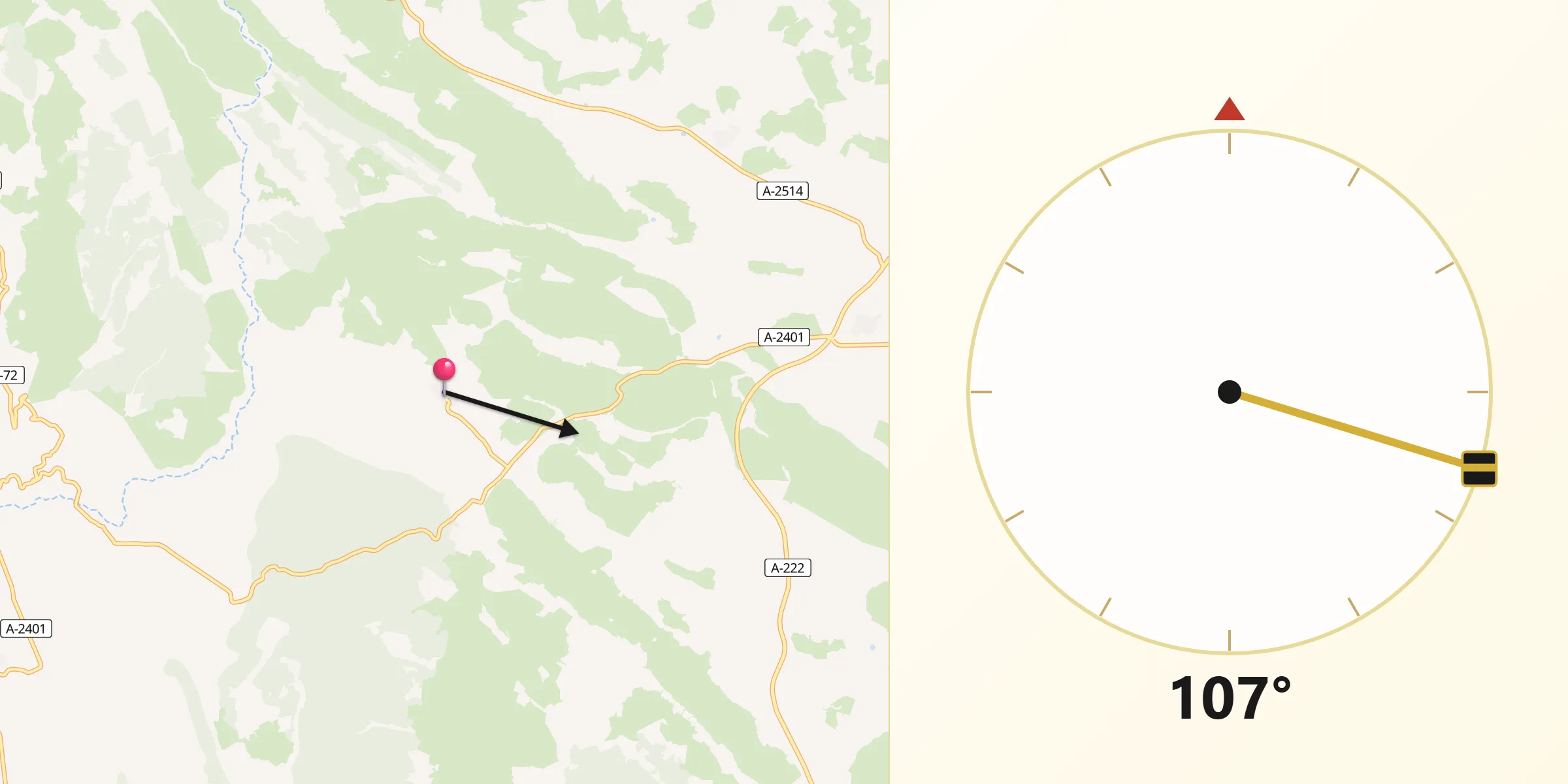 Dirección de la Qibla desde Maicas