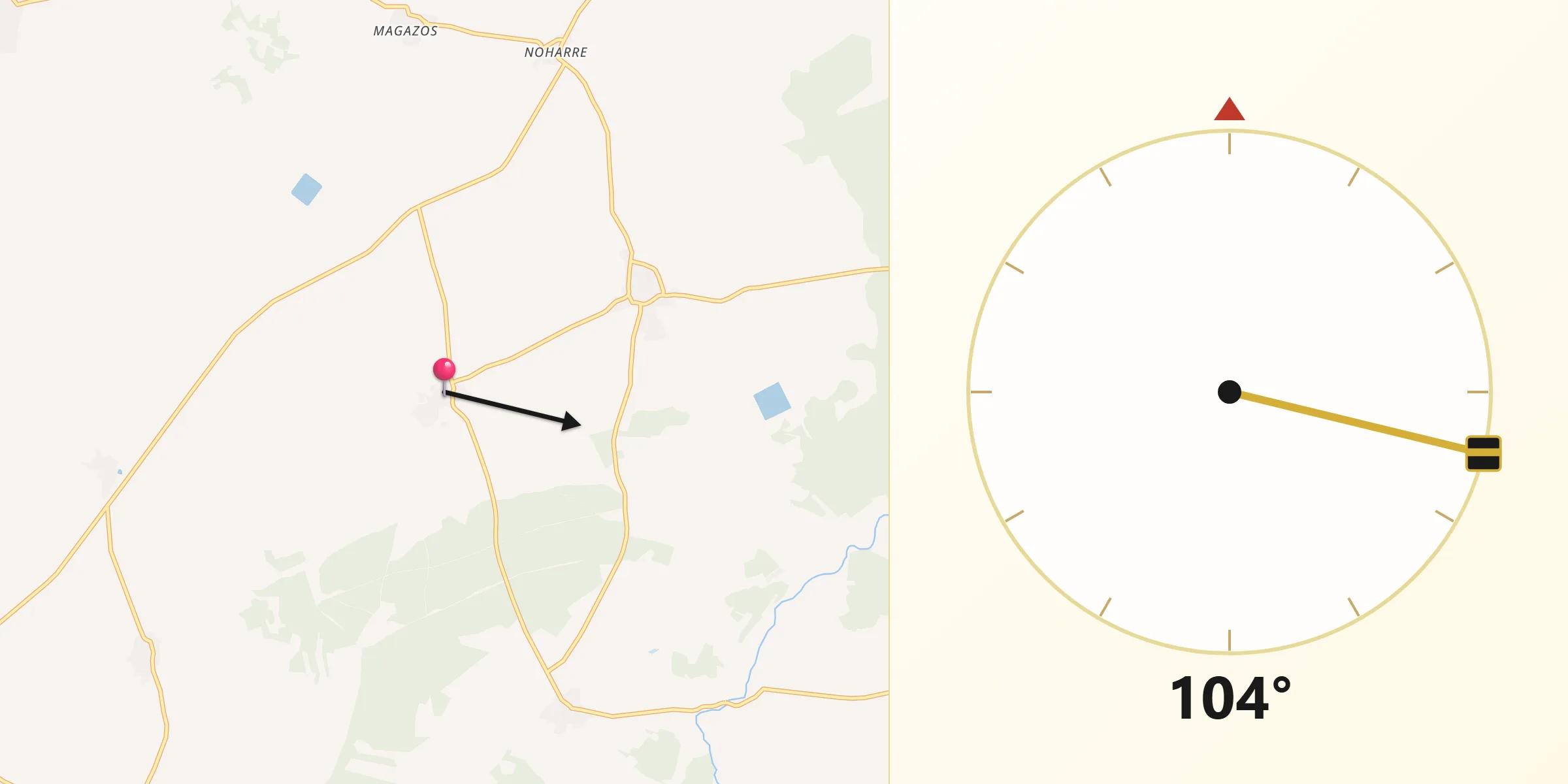 Dirección de la Qibla desde San Vicente de Arévalo