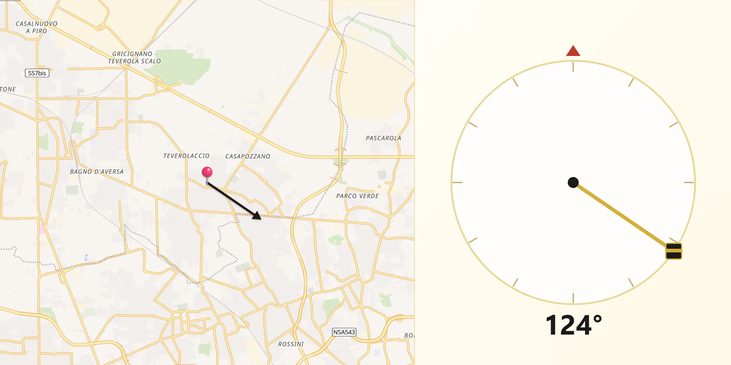 Direzione della Qibla da Succivo