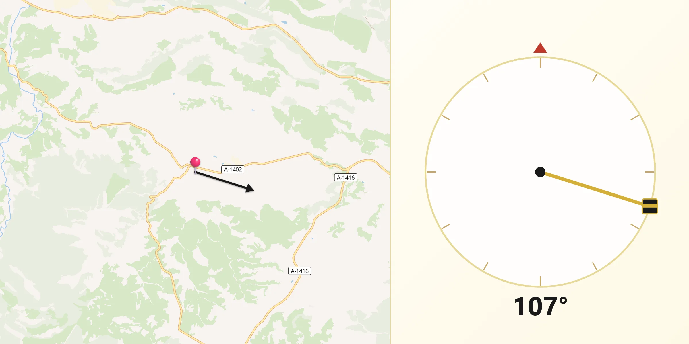 Dirección de la Qibla desde Alloza