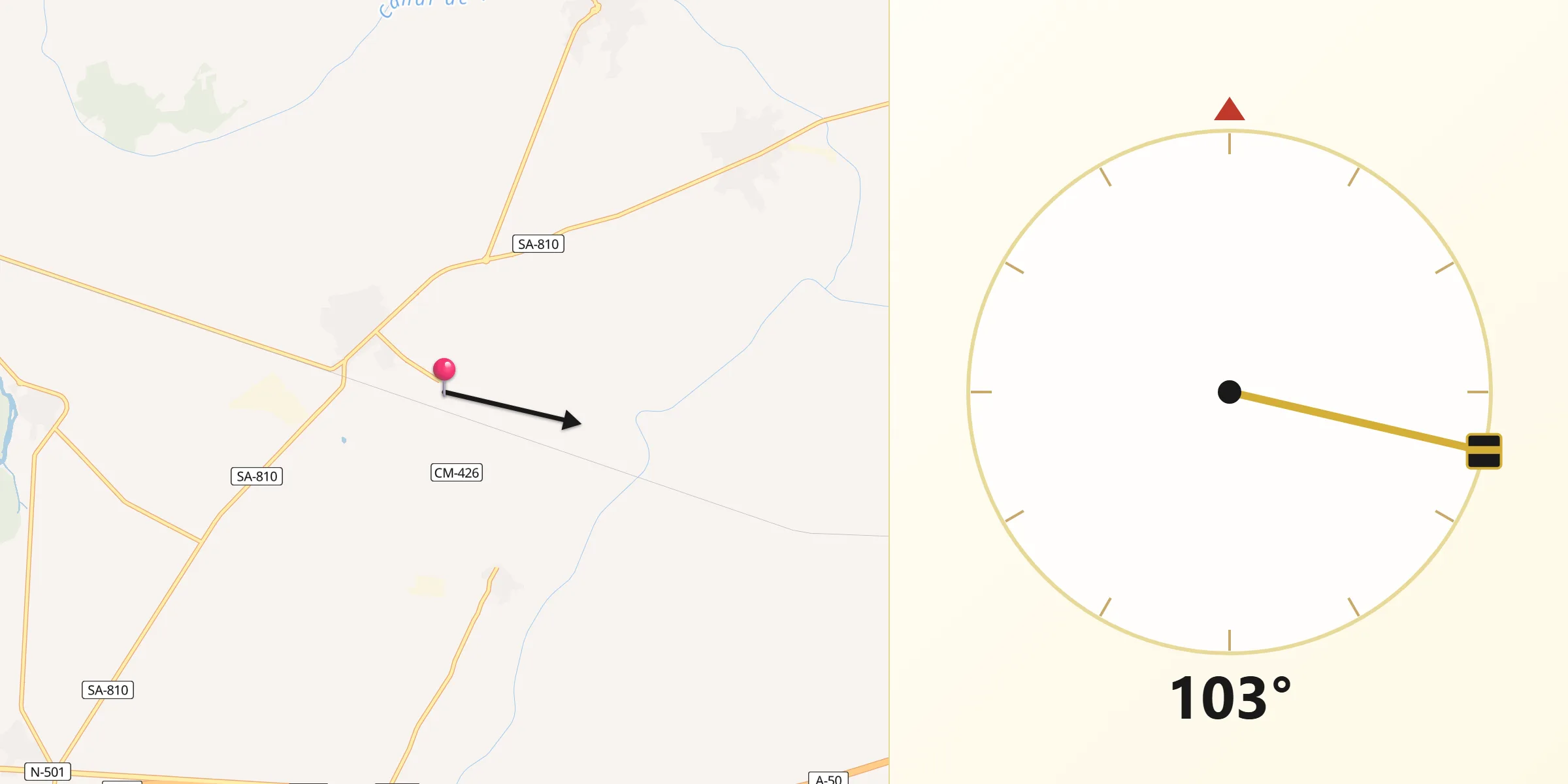Dirección de la Qibla desde Moríñigo