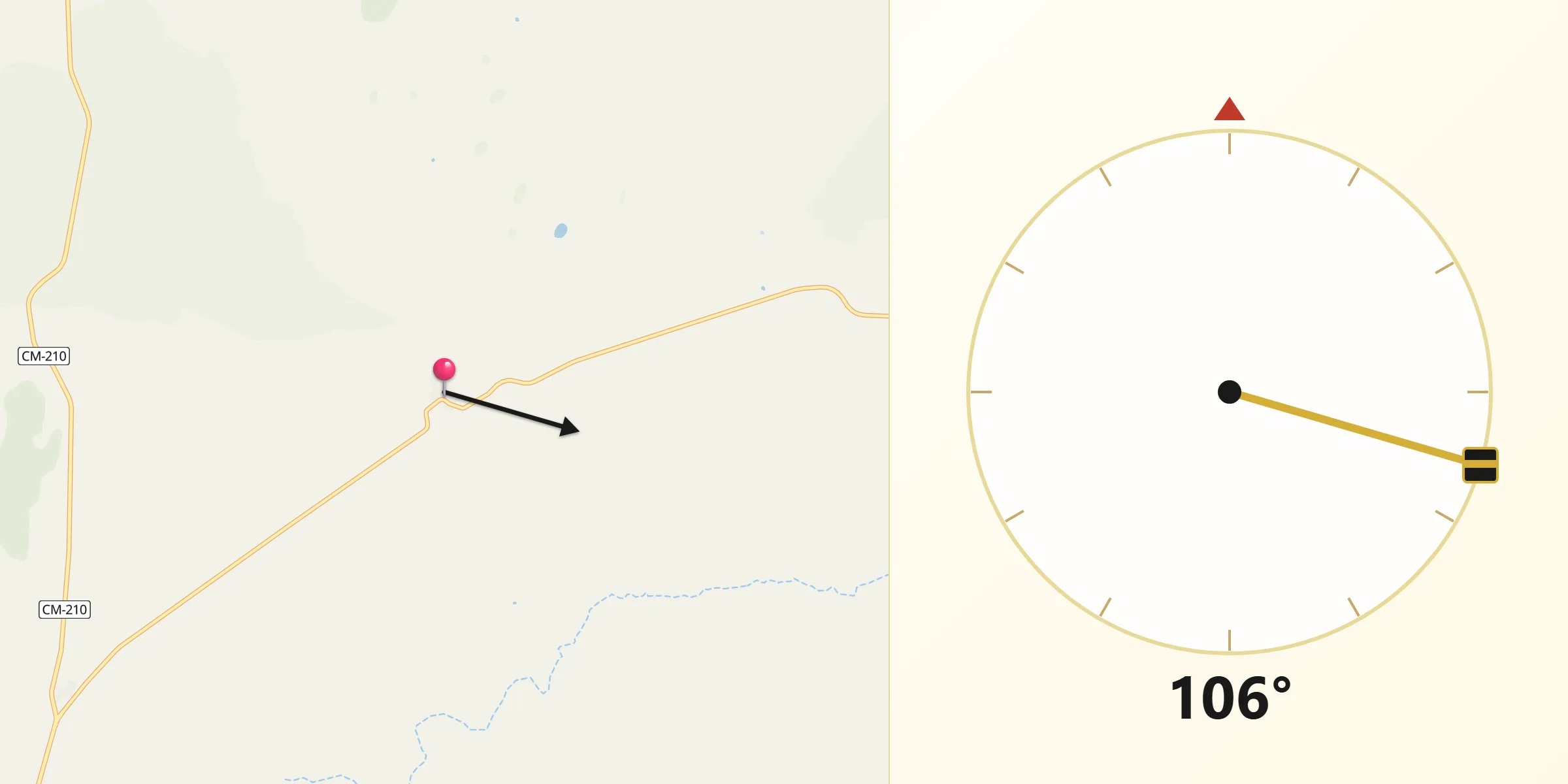 Dirección de la Qibla desde Tortuera