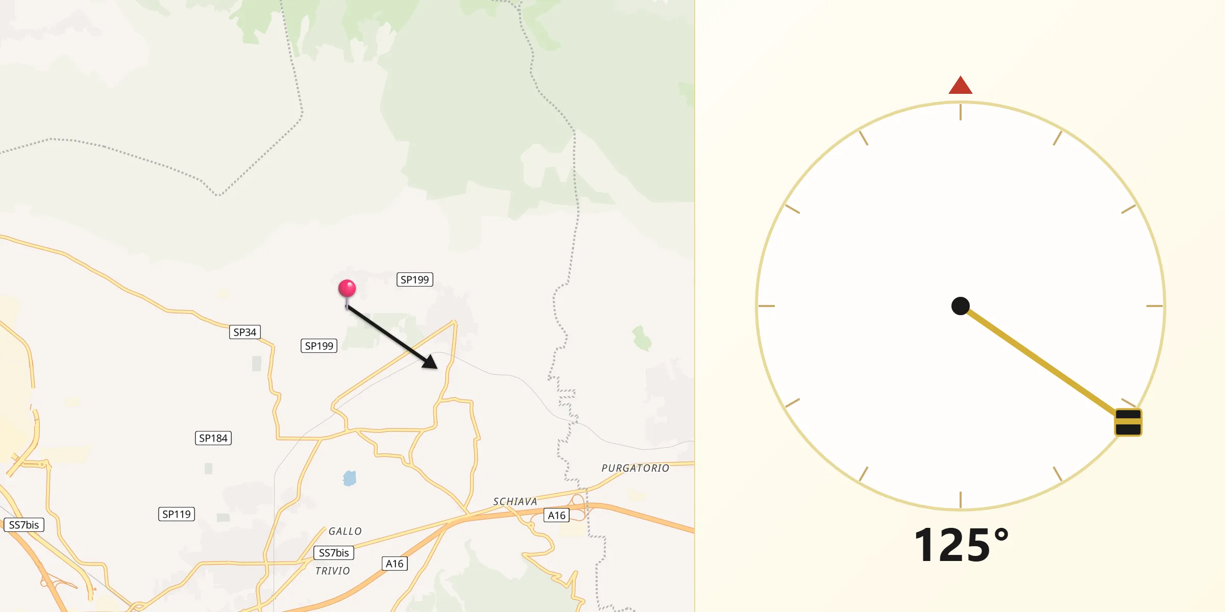 Direzione della Qibla da Roccarainola