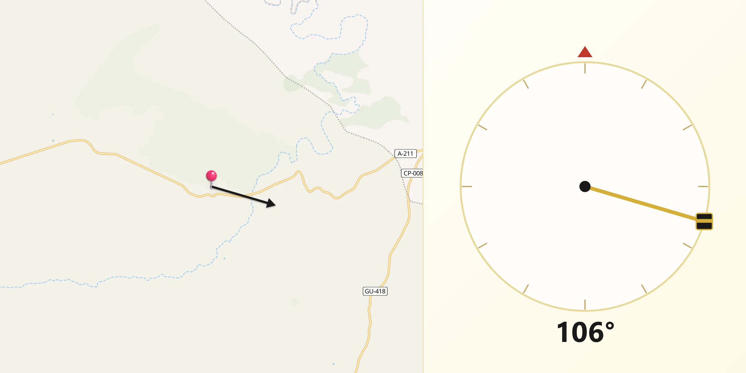 Dirección de la Qibla desde Embid