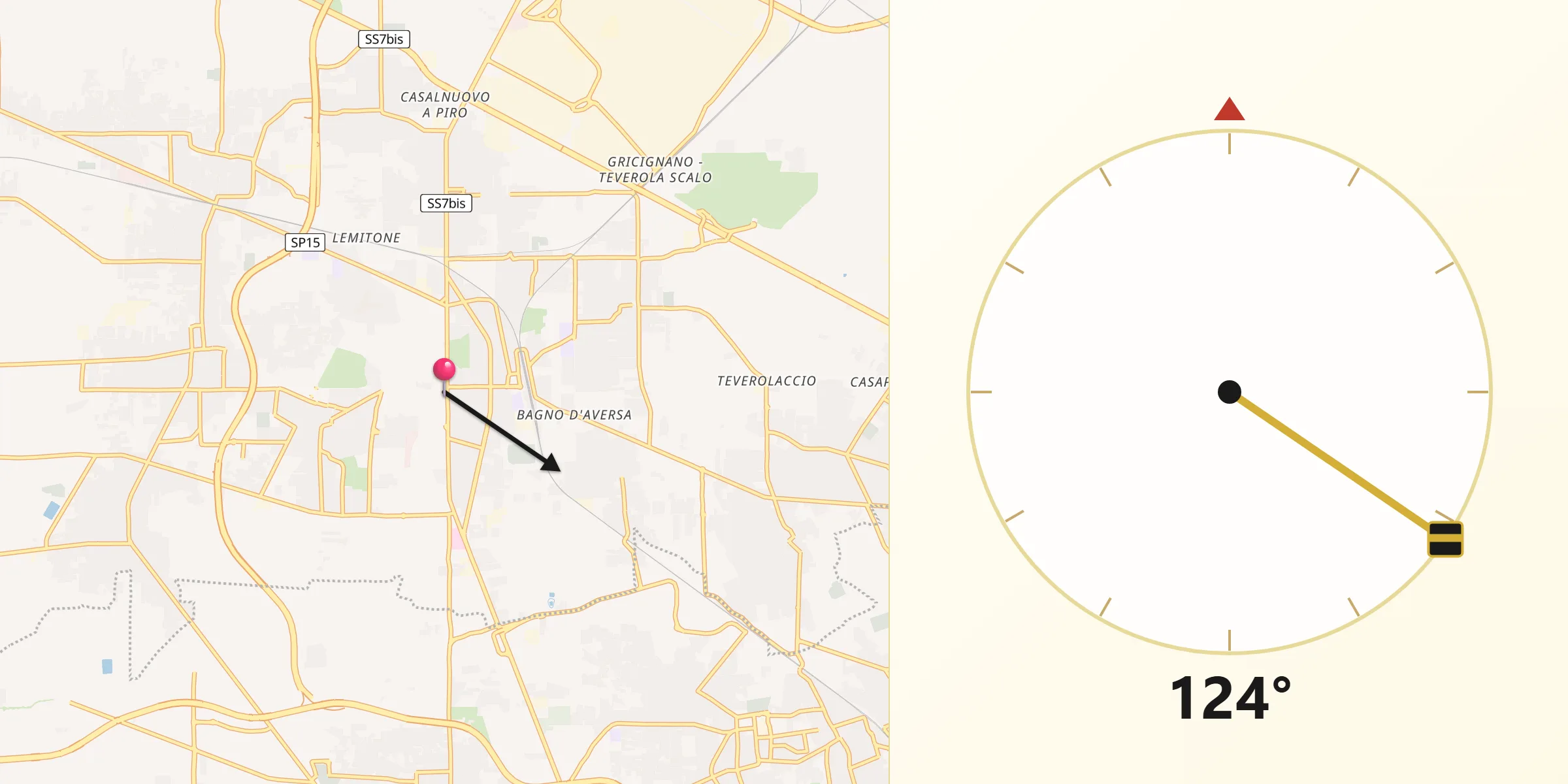 Direzione della Qibla da Aversa