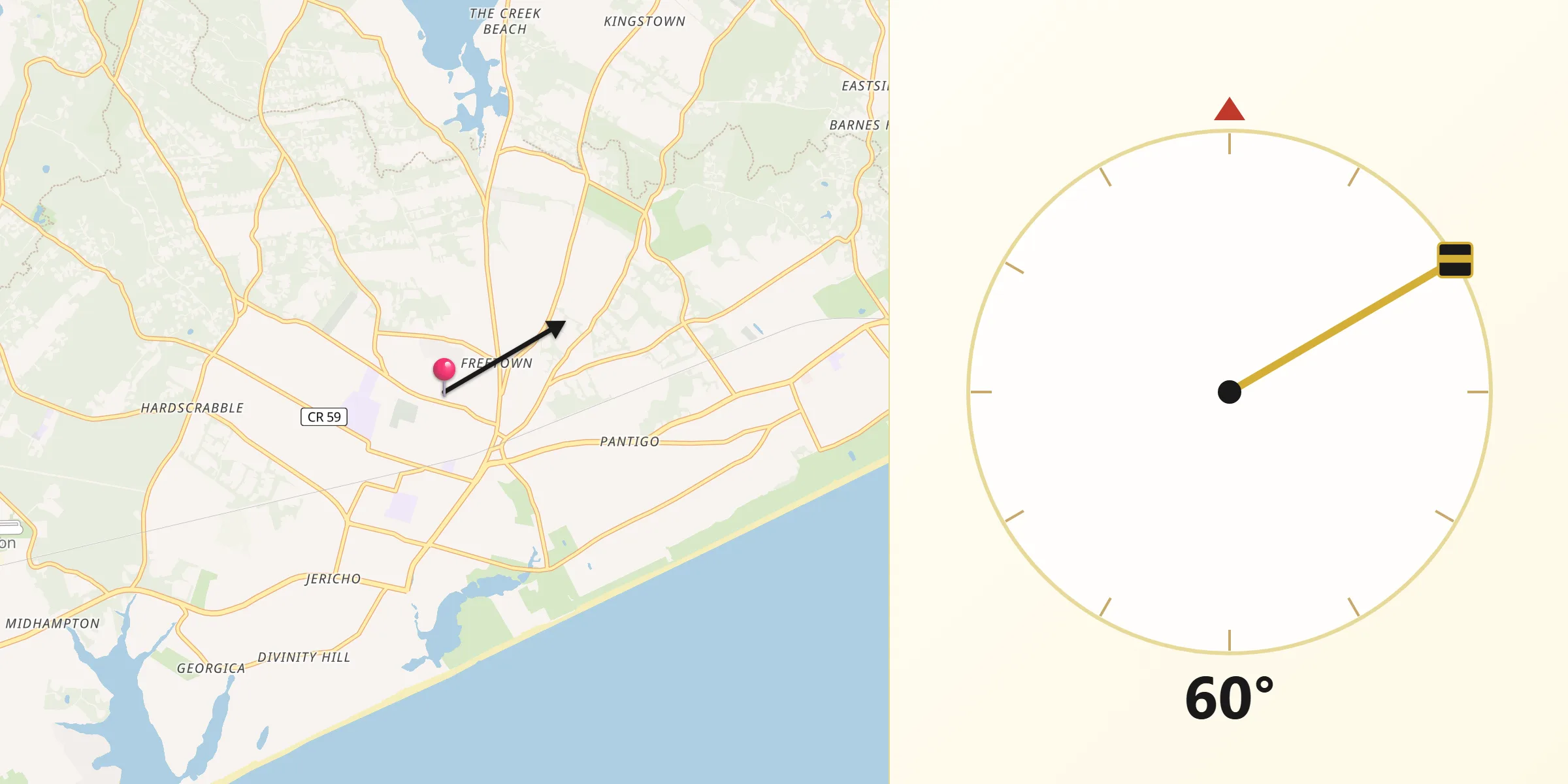 Qibla Direction from East Hampton North