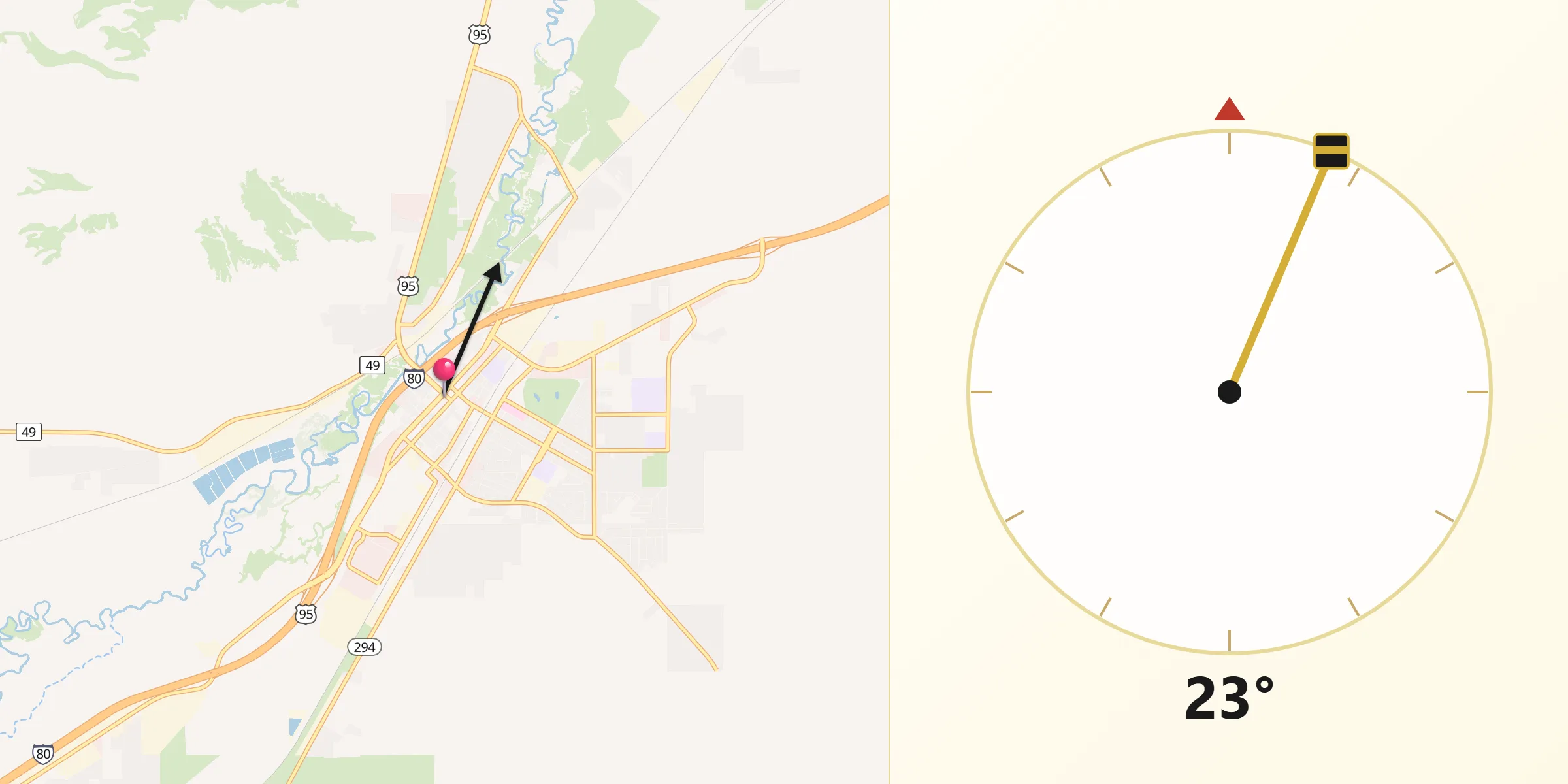 Qibla Direction from Winnemucca