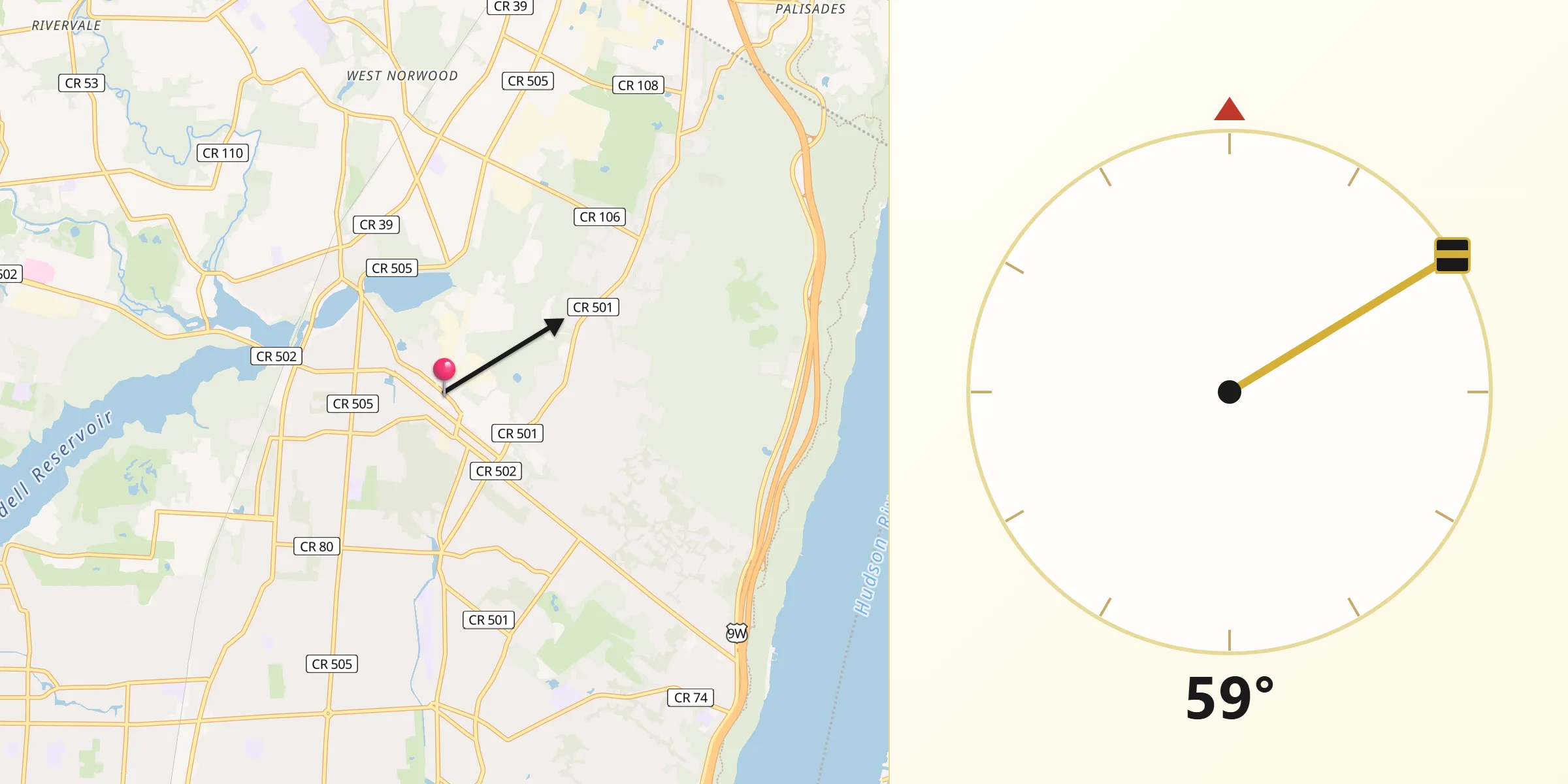 Qibla Direction from Closter