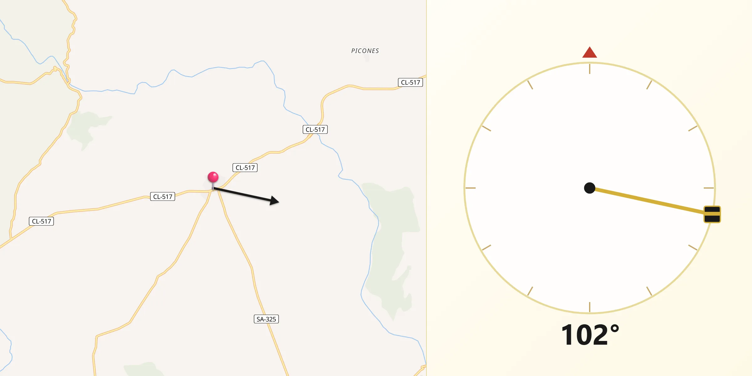 Dirección de la Qibla desde Cerralbo