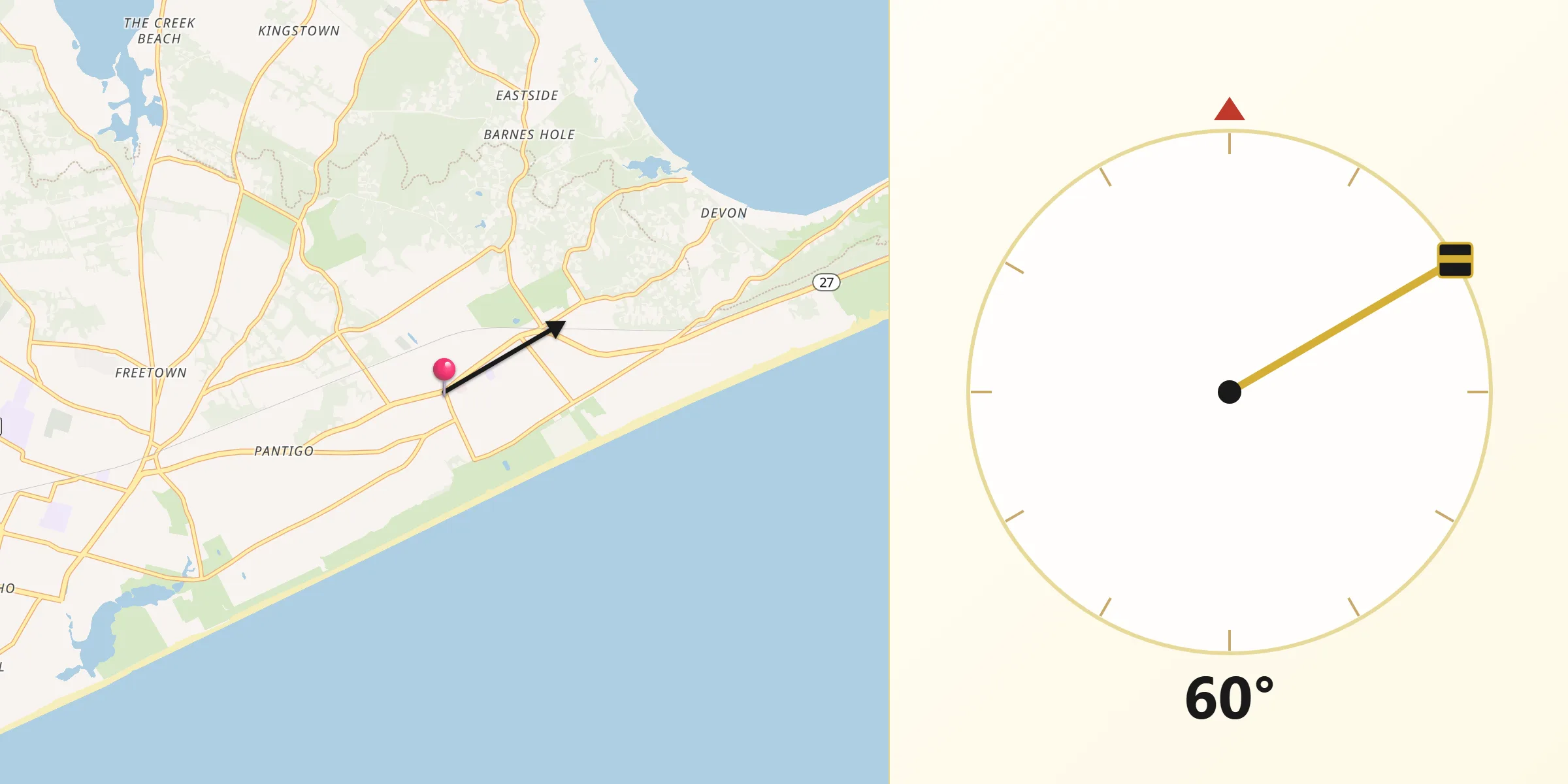 Qibla Direction from Amagansett