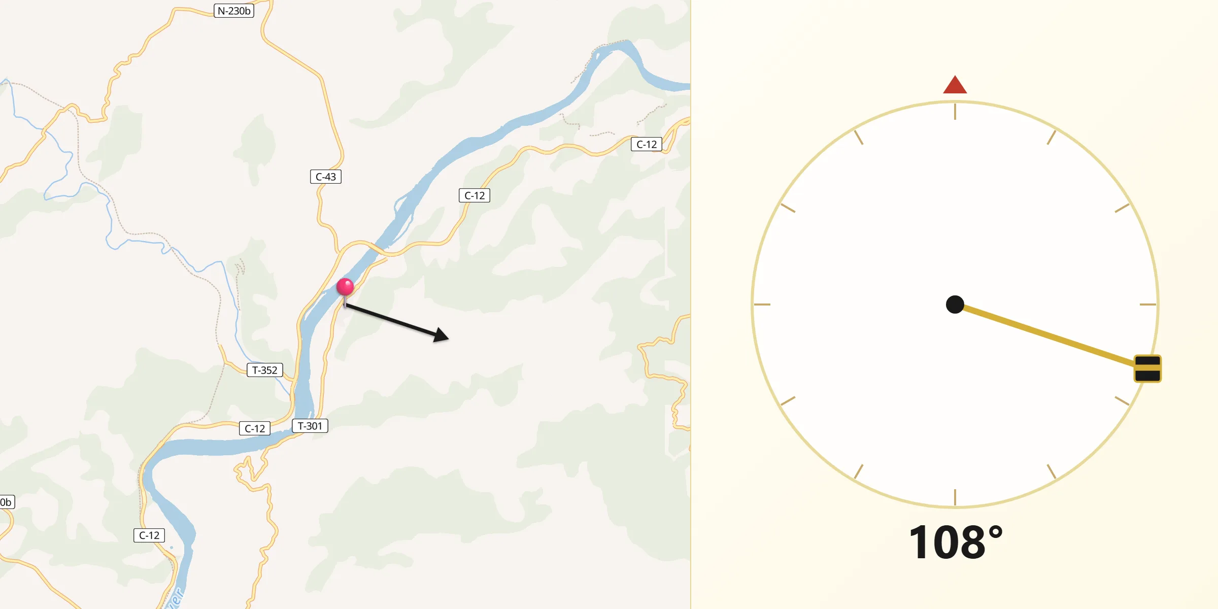 Dirección de la Qibla desde Benifallet