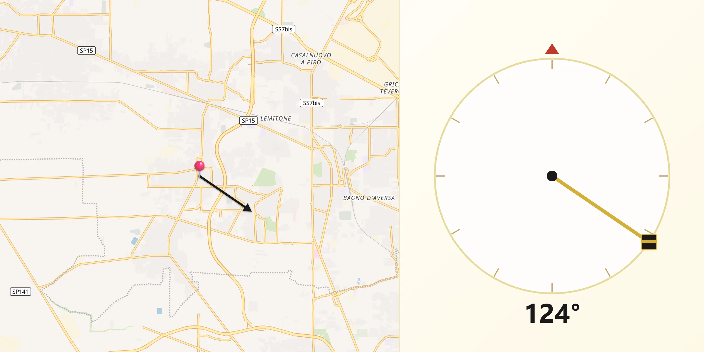 Direzione della Qibla da Trentola-Ducenta
