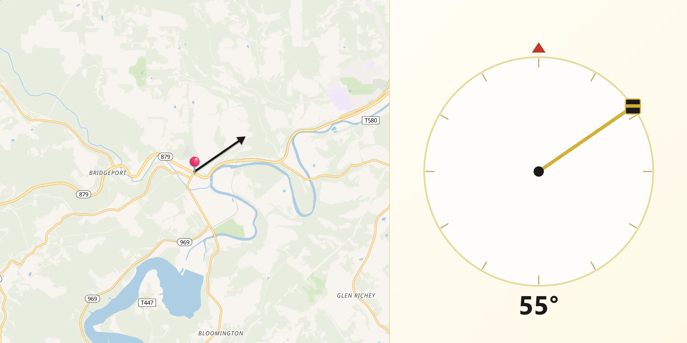 Qibla Direction from Curwensville