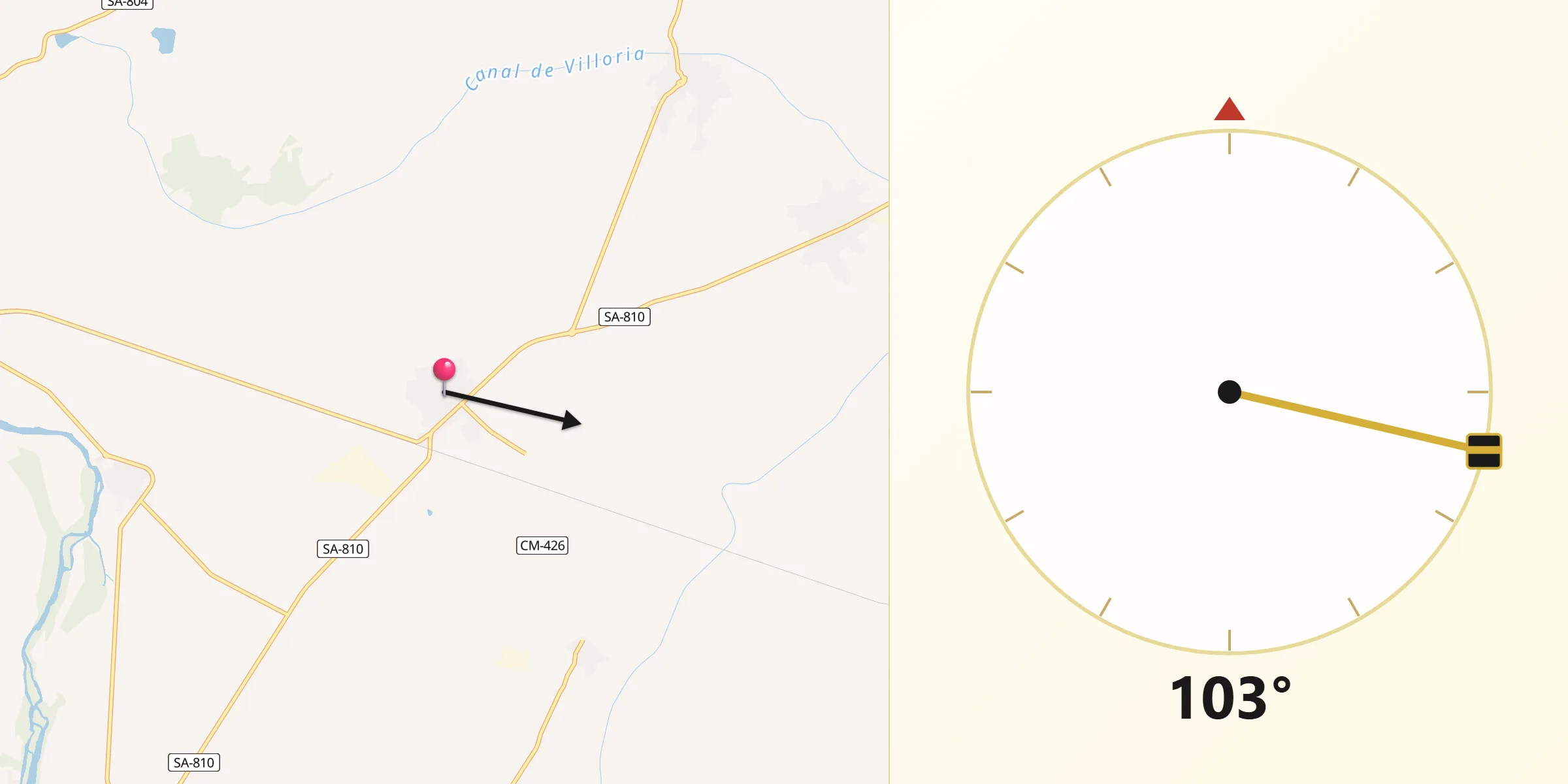 Dirección de la Qibla desde Babilafuente