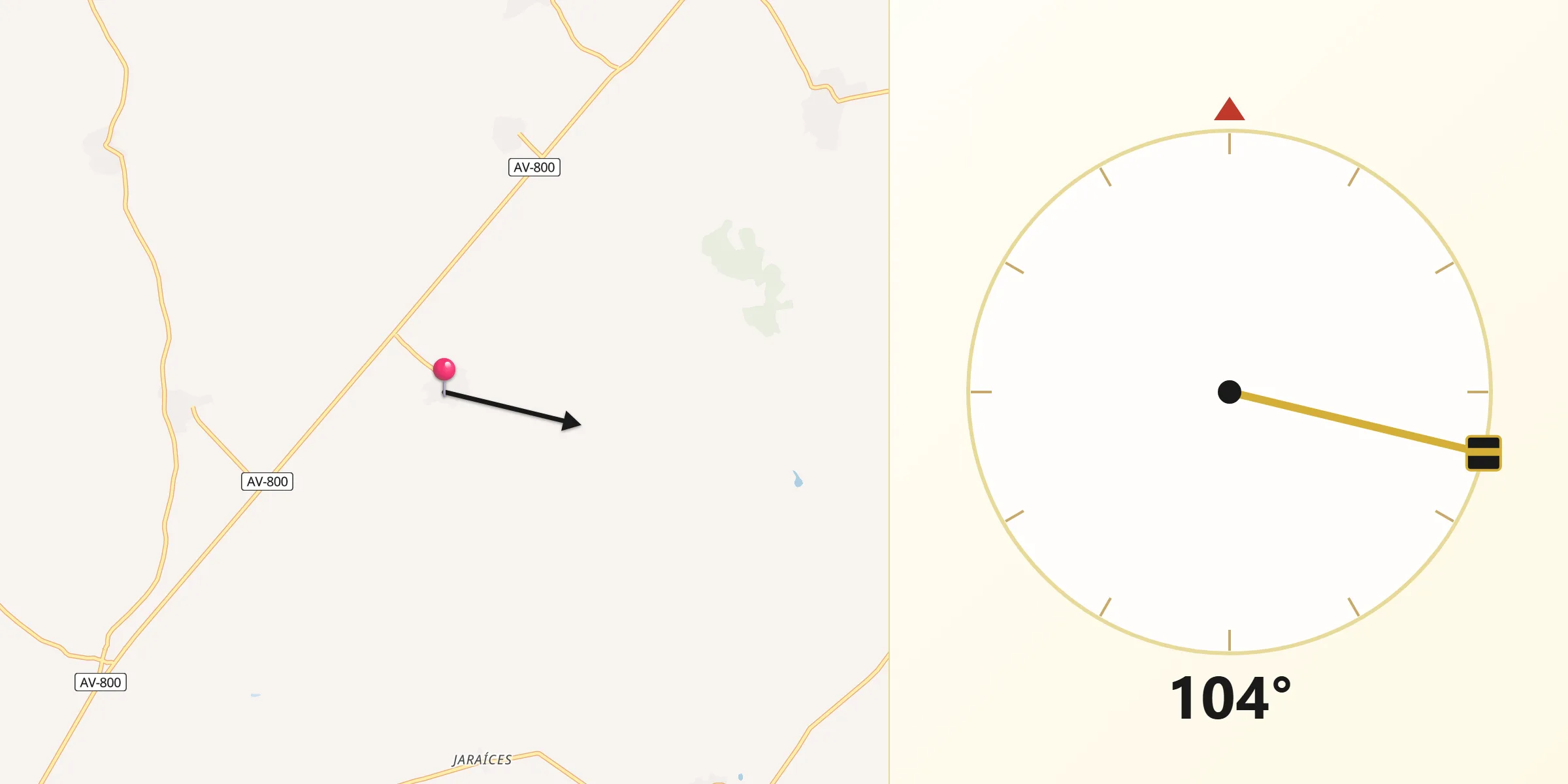 Dirección de la Qibla desde Fuente el Saúz