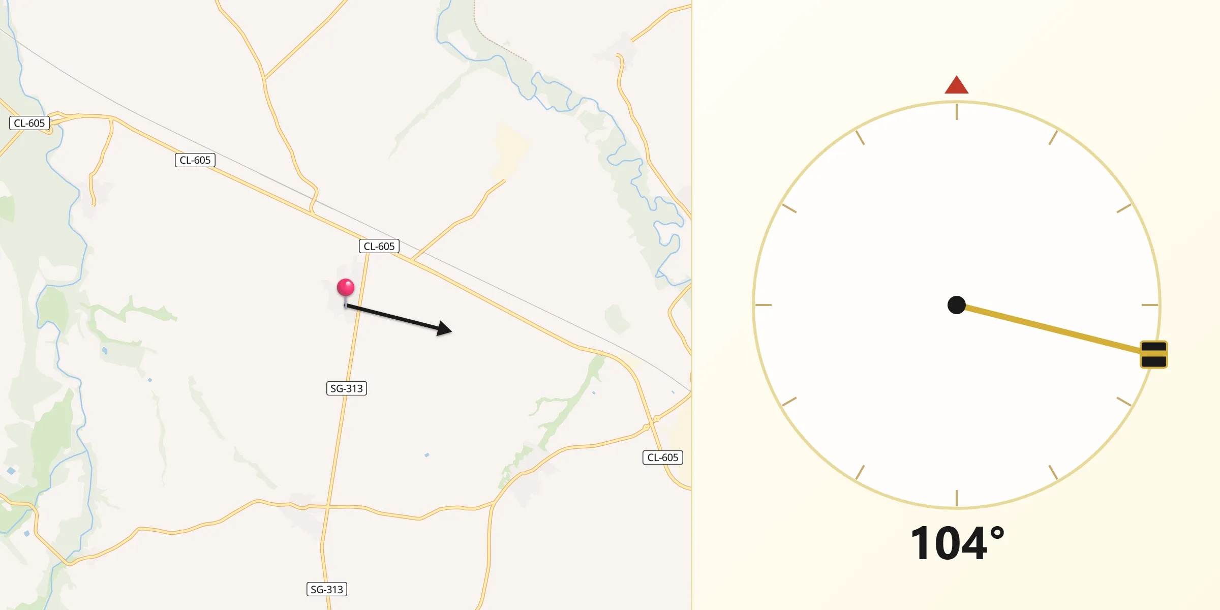 Dirección de la Qibla desde Garcillán