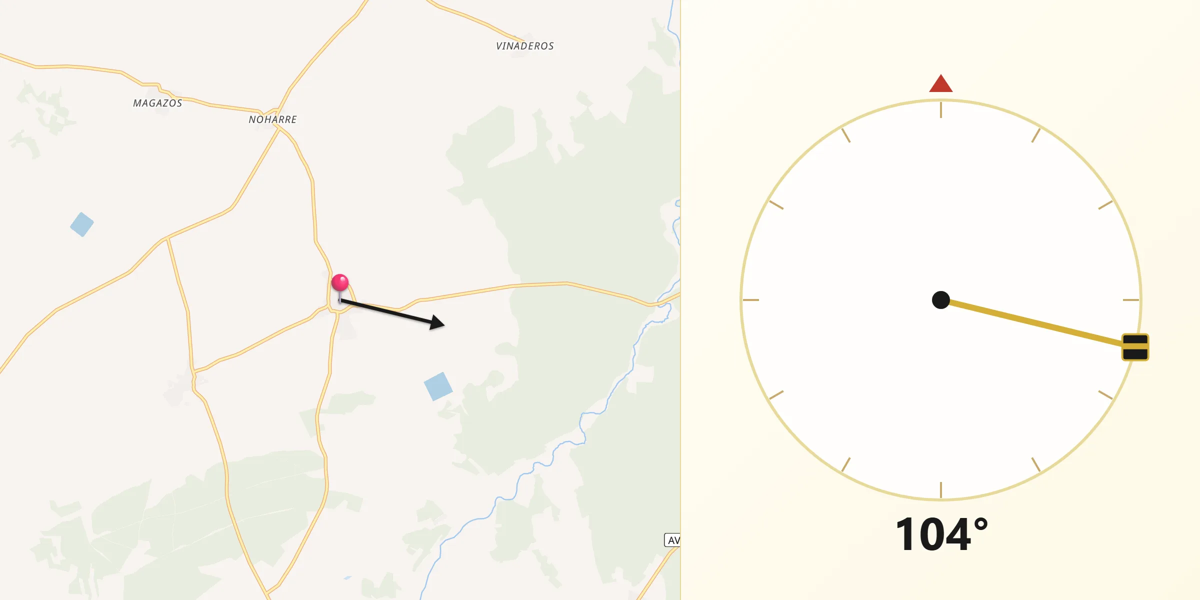 Dirección de la Qibla desde Nava de Arévalo
