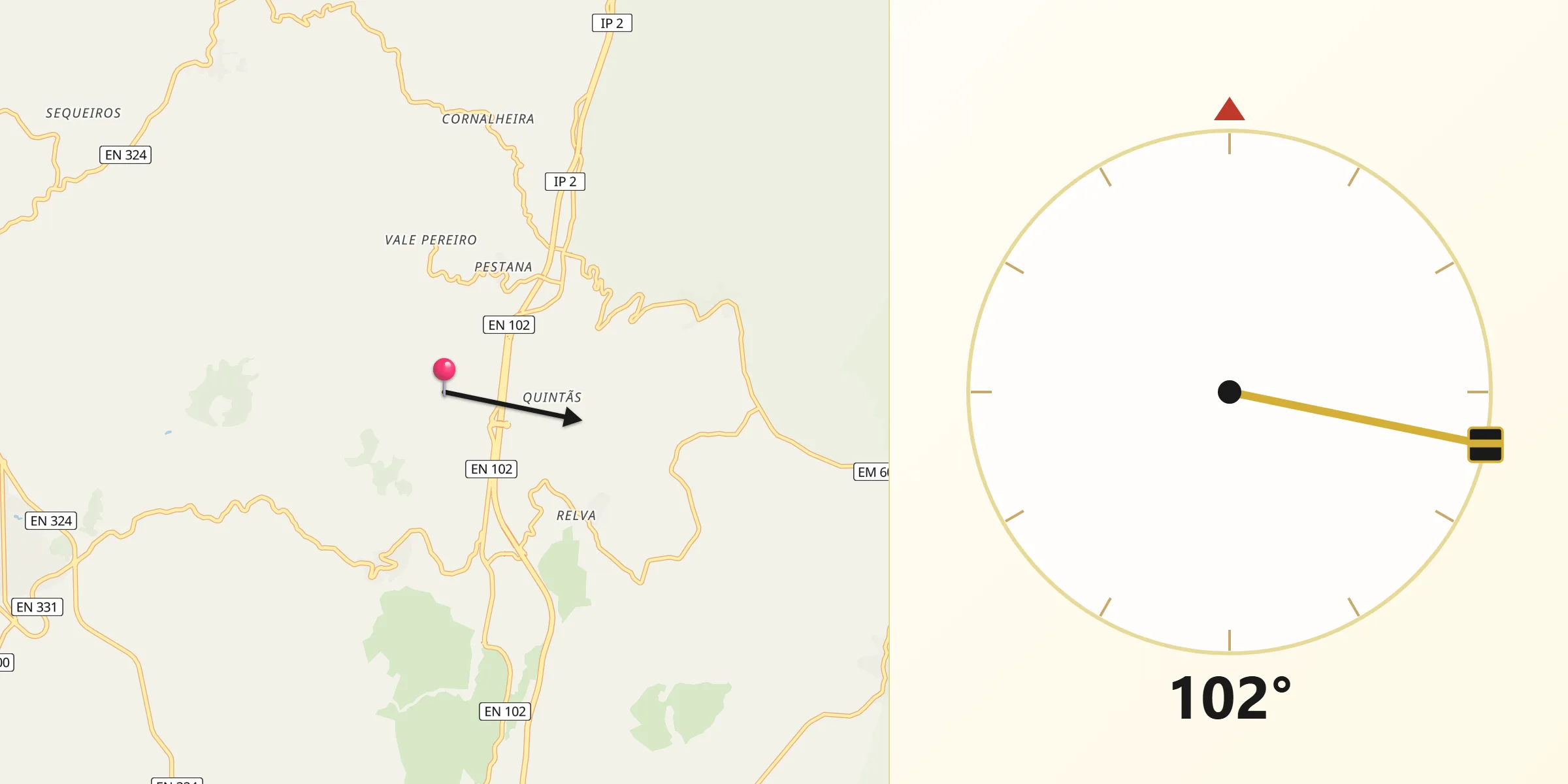 Direção da Qibla a partir de Longroiva