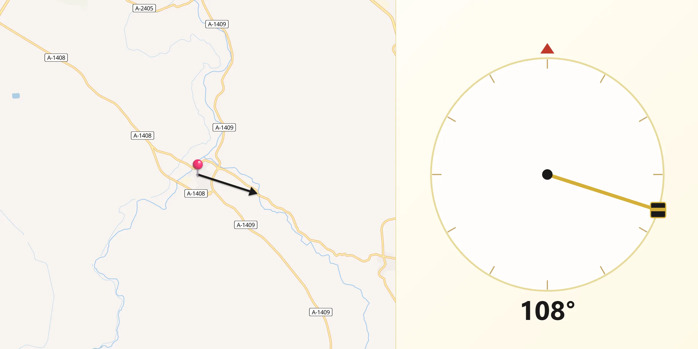 Dirección de la Qibla desde Castelserás
