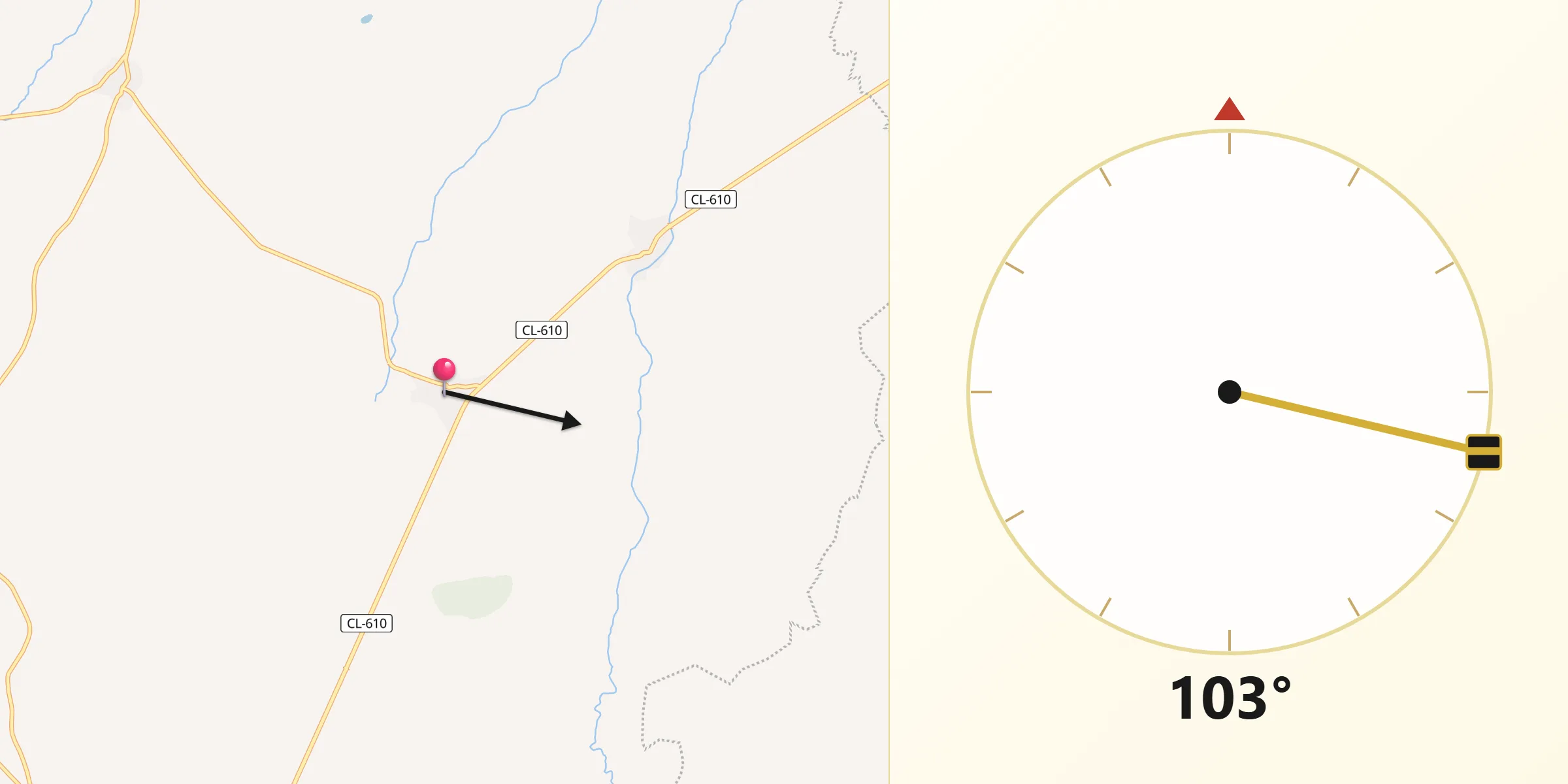Dirección de la Qibla desde Paradinas de San Juan