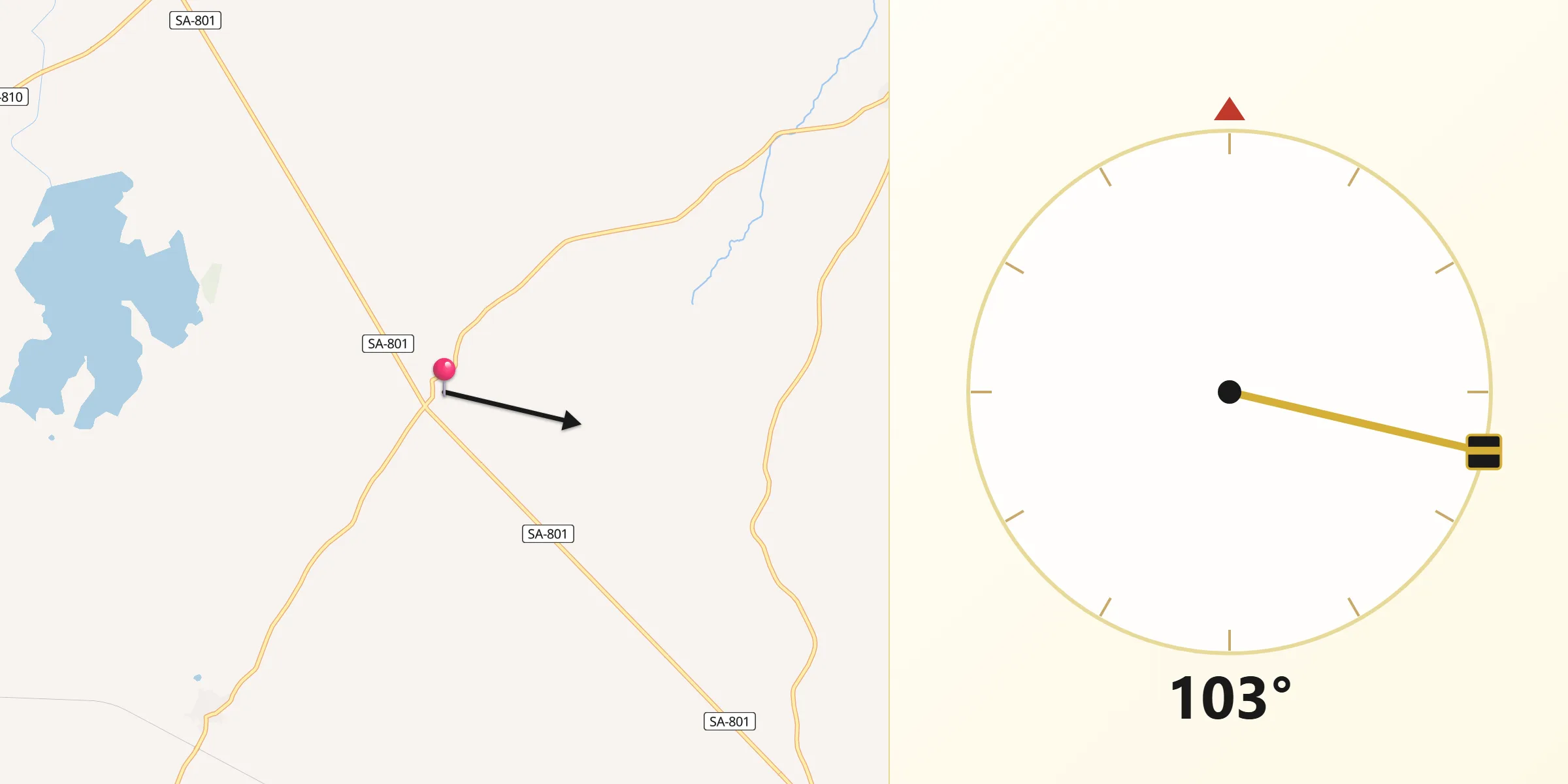 Dirección de la Qibla desde El Campo de Peñaranda