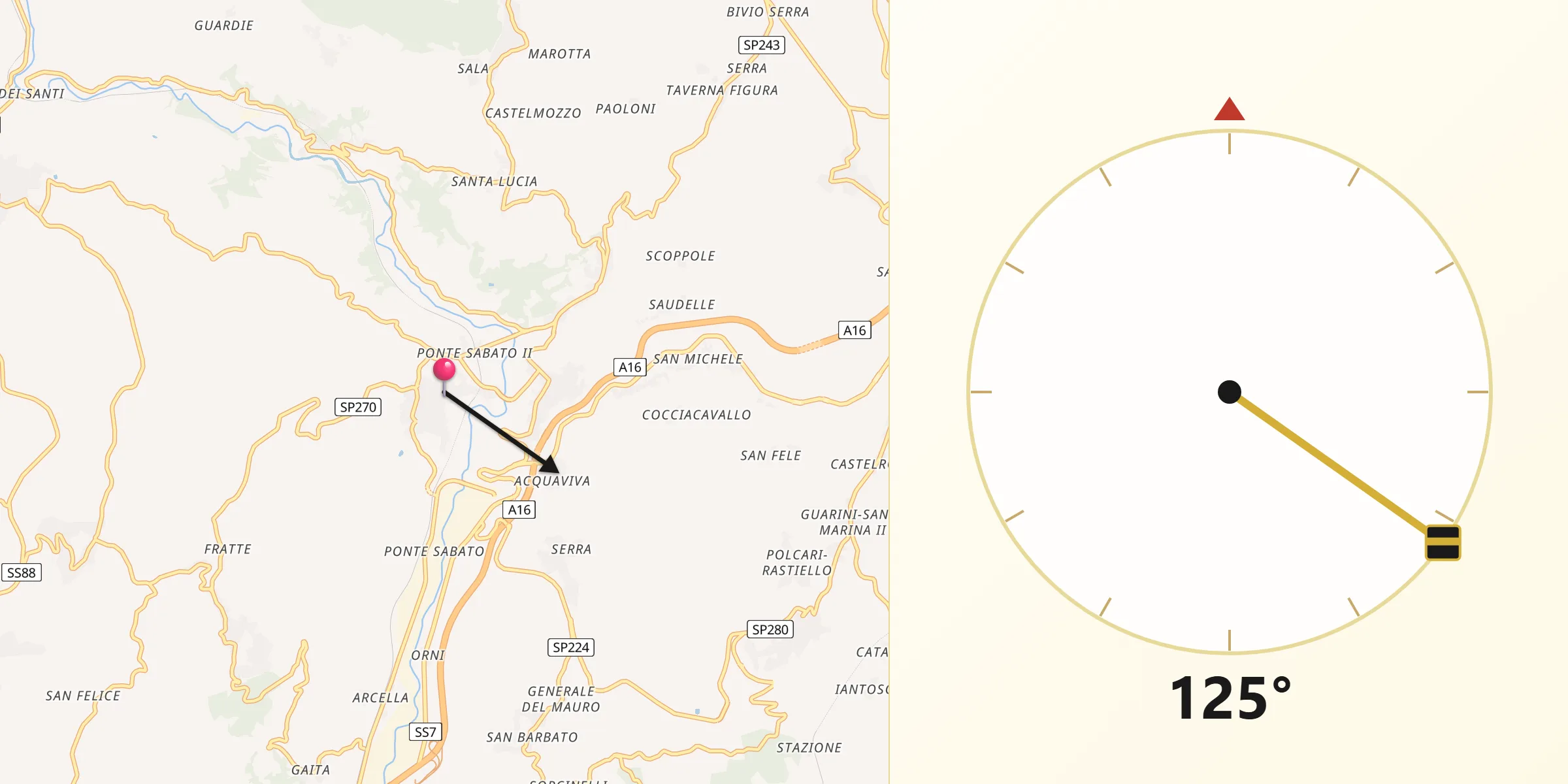 Direzione della Qibla da Prata di Principato Ultra