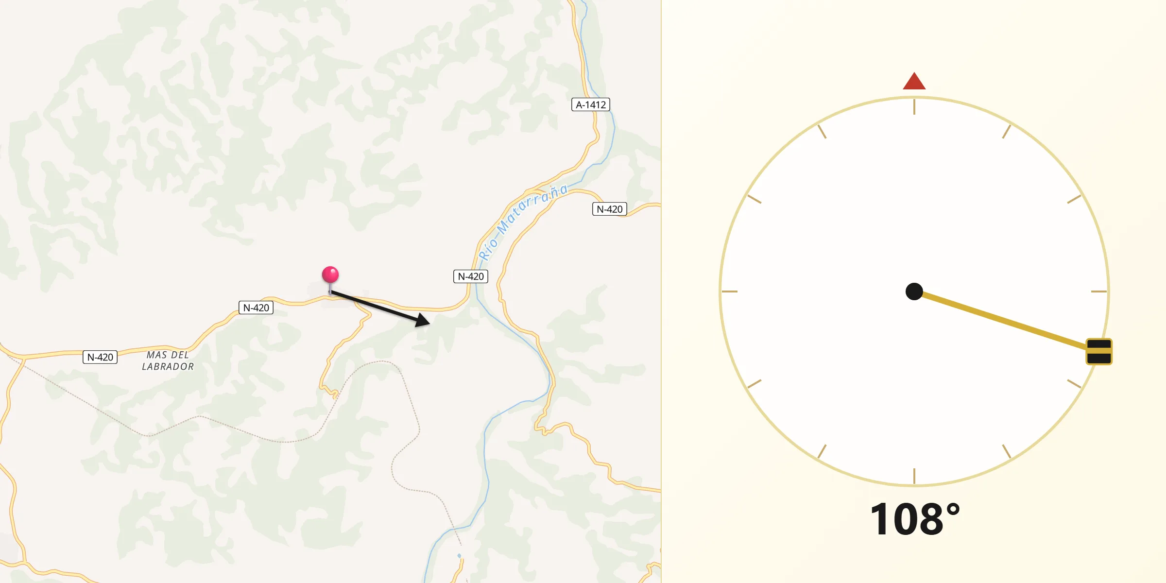 Dirección de la Qibla desde Valdeltormo