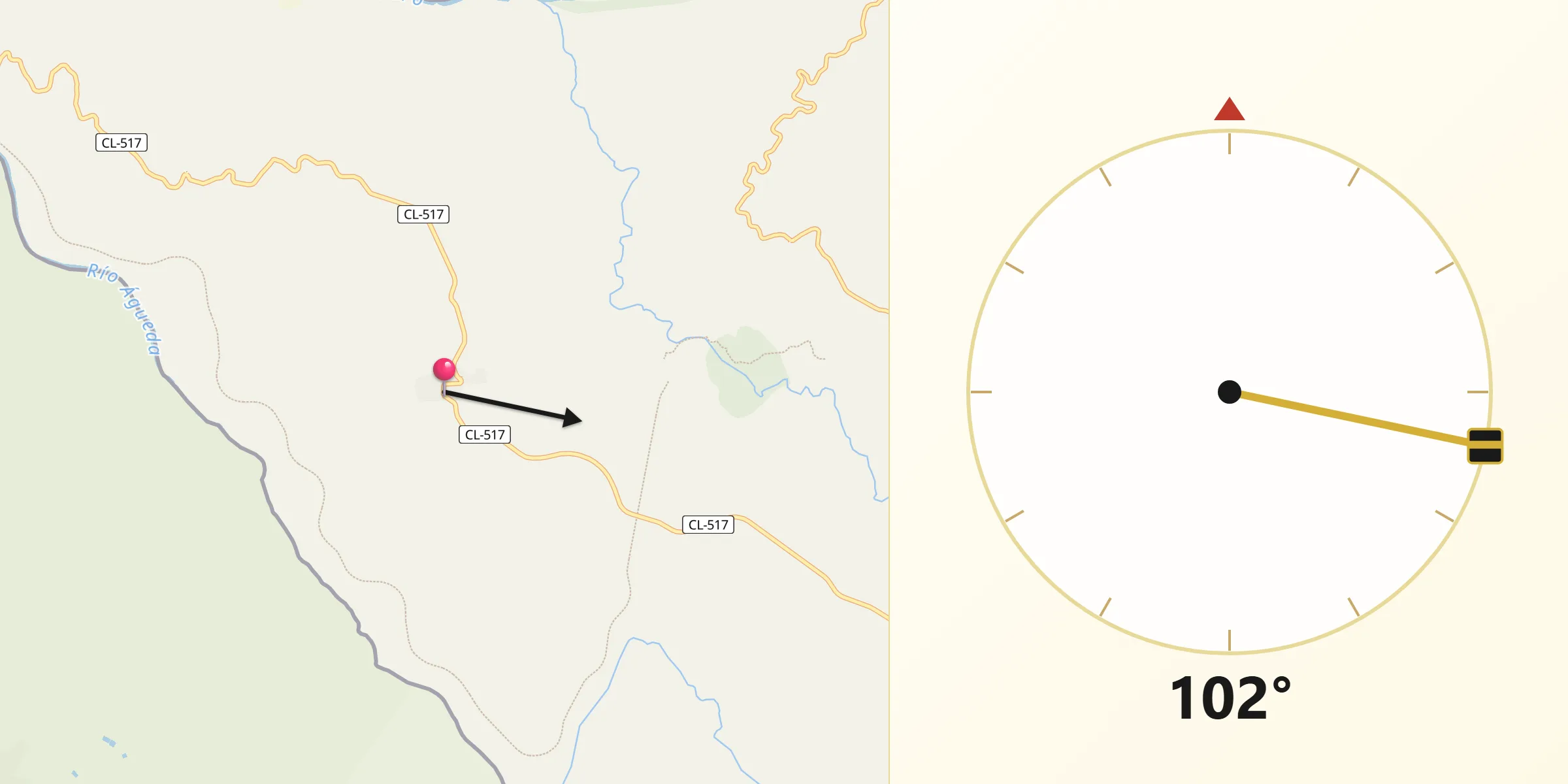 Dirección de la Qibla desde La Fregeneda